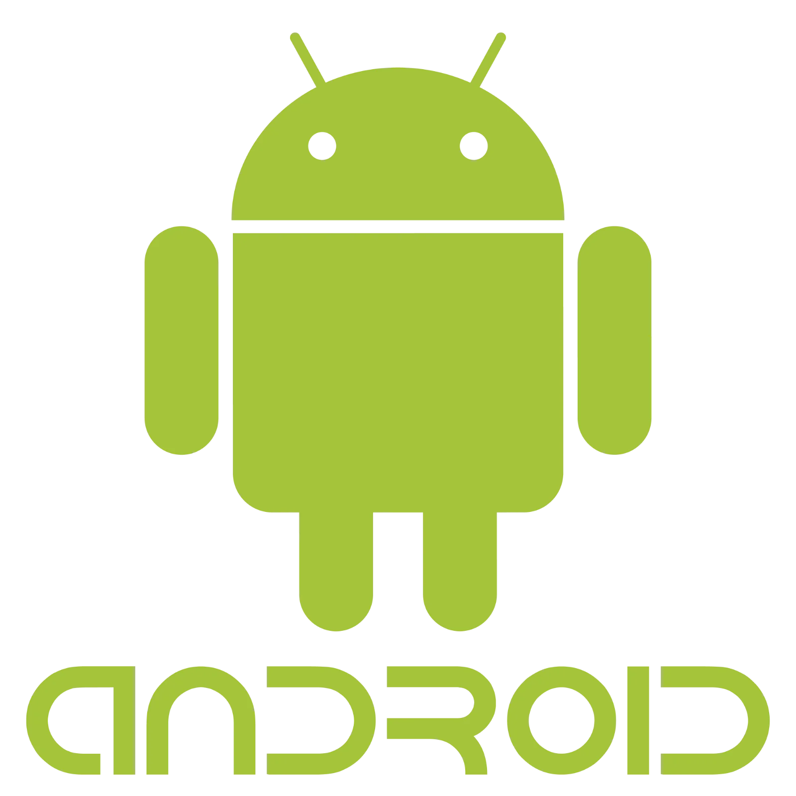 Lime Green Android Robot and Wordmark Free PNG