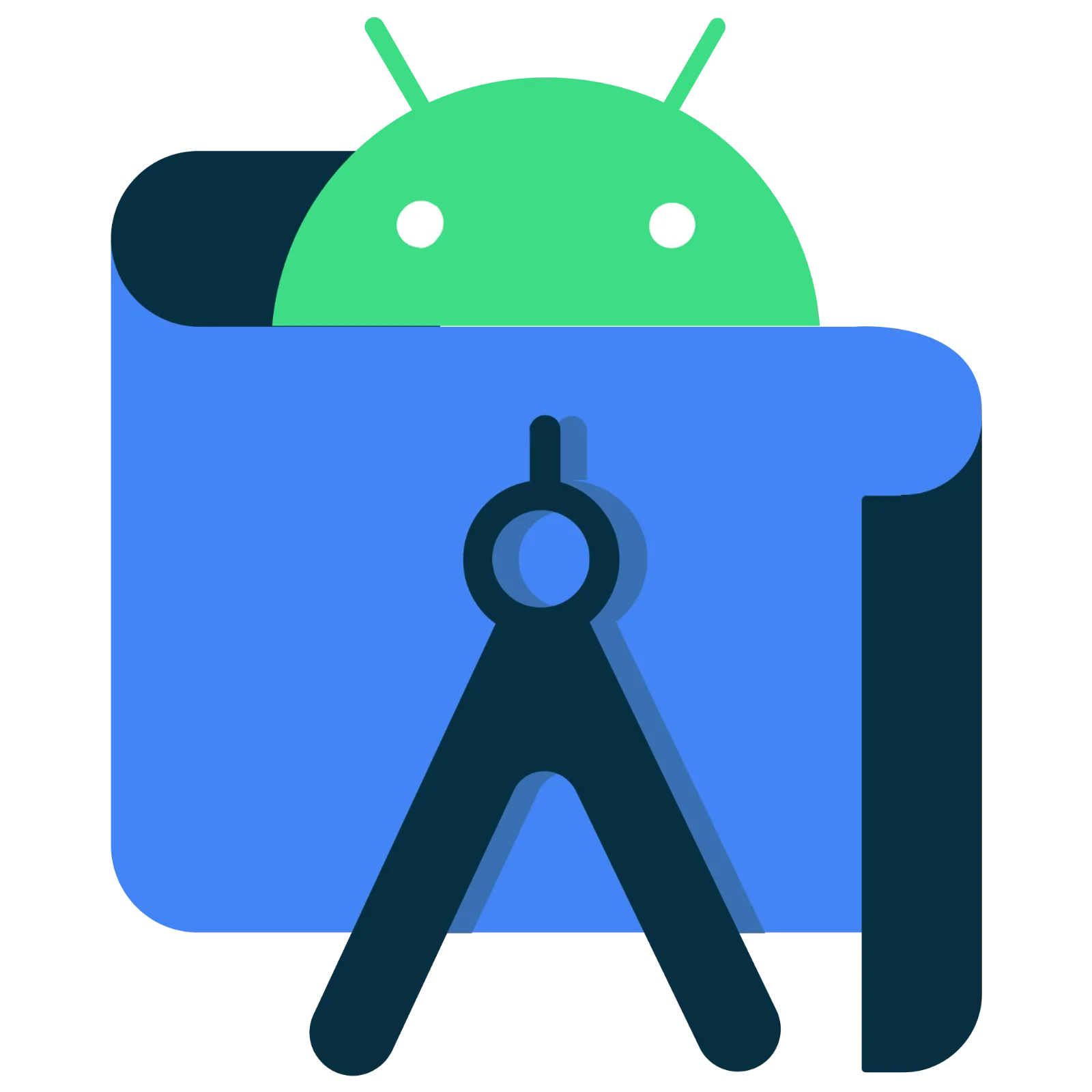 Green Robot Peeking Over Blue Panel Free PNG