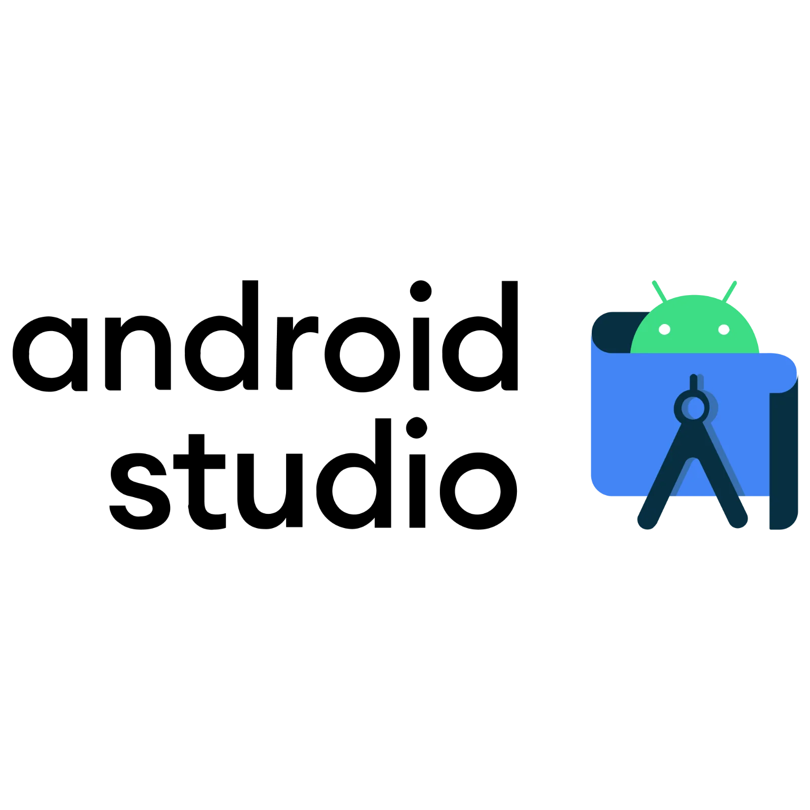 Green Android Mascot Peeking Over a Blue Folder Free PNG