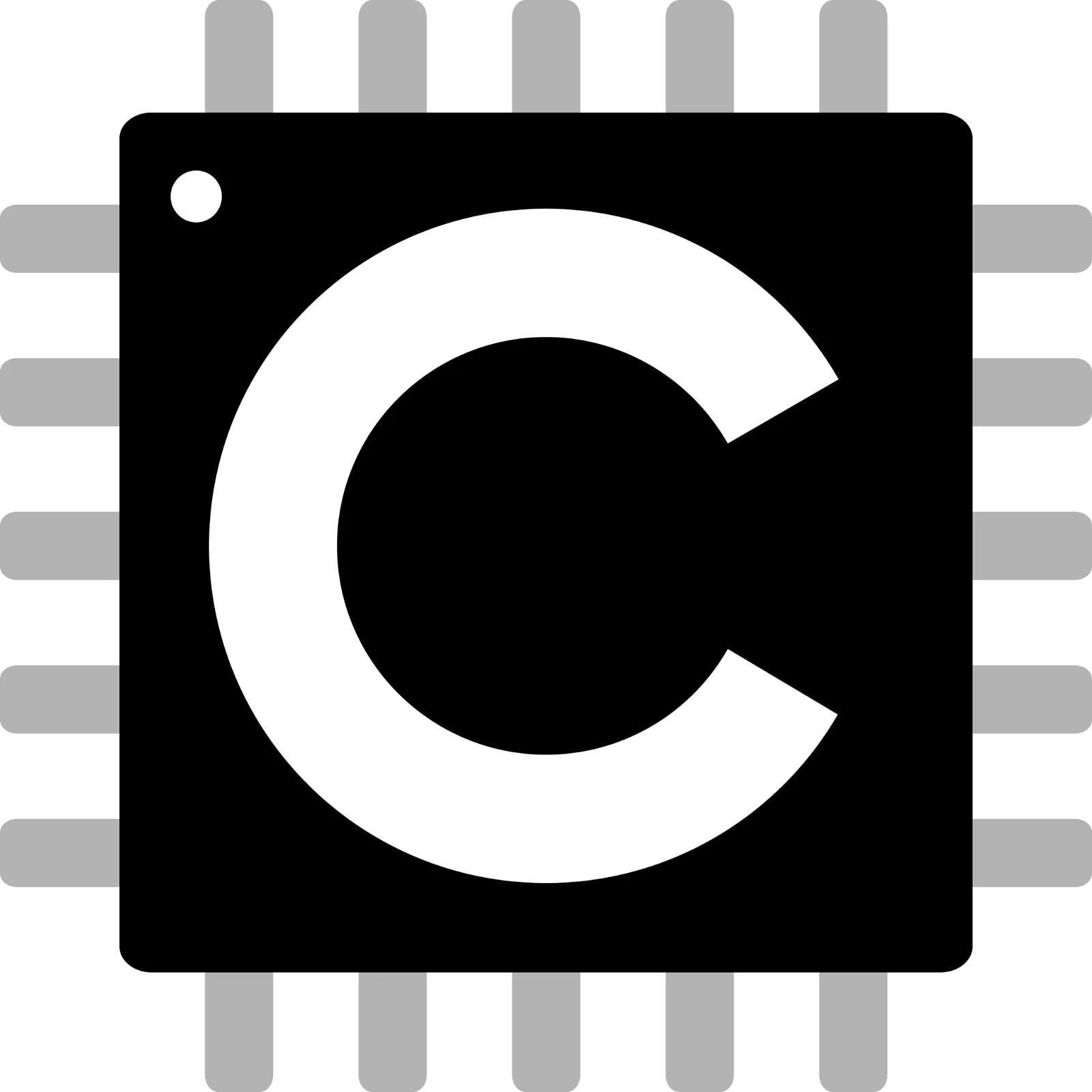 Bold White C-Shaped Circular Symbol with Dot – Free PNG