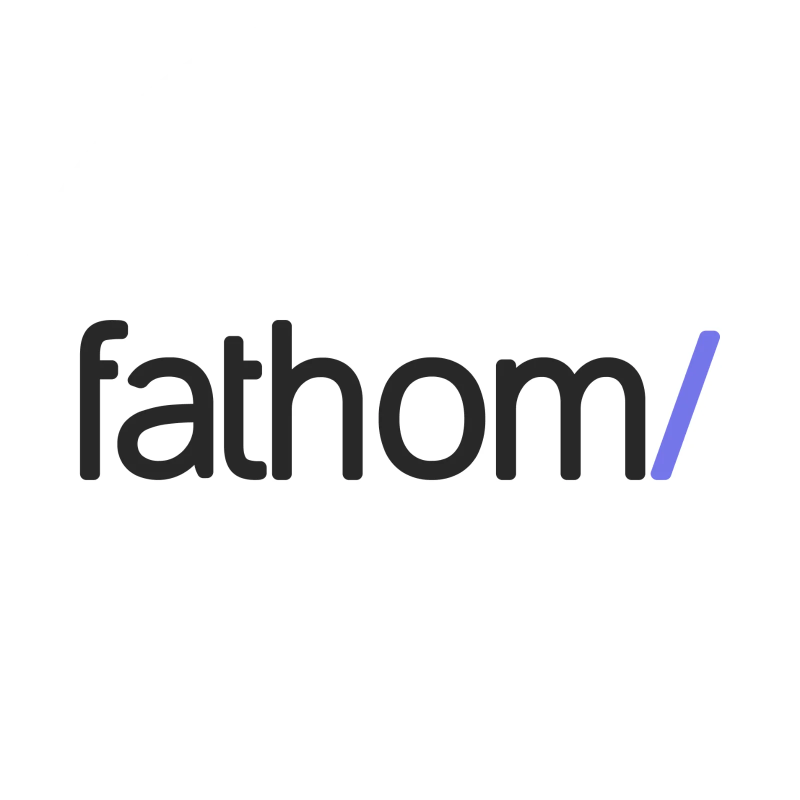 Fathom Wordmark with Purple Slash on White Circle Free PNG