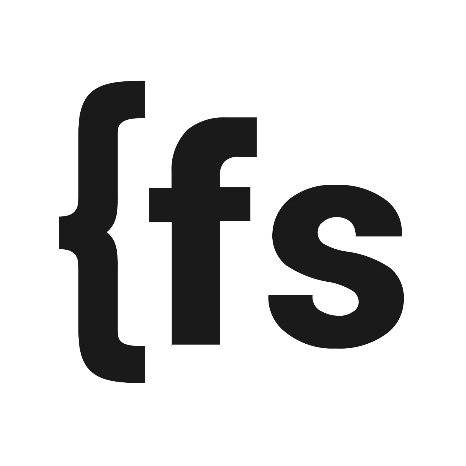 Bold Curly Brace and fs Typography in a White Circle Free PNG