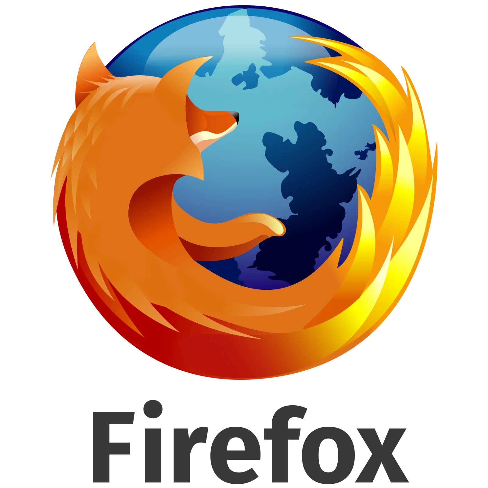 Firefox Fox and Globe Logo with Wordmark Free PNG