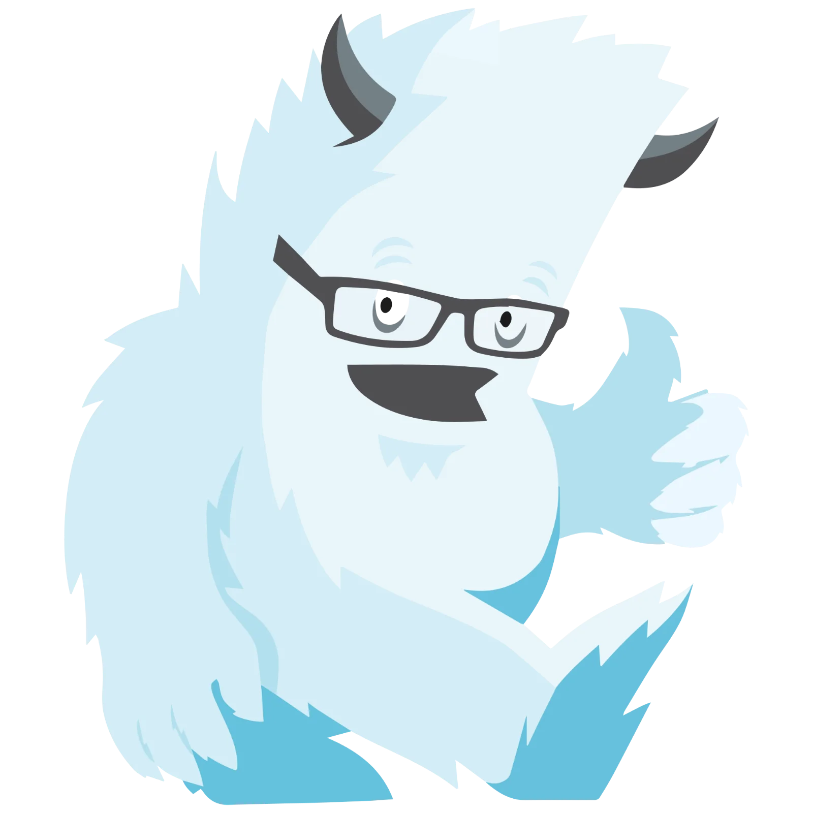 Friendly Blue Yeti with Glasses Waving | Free PNG