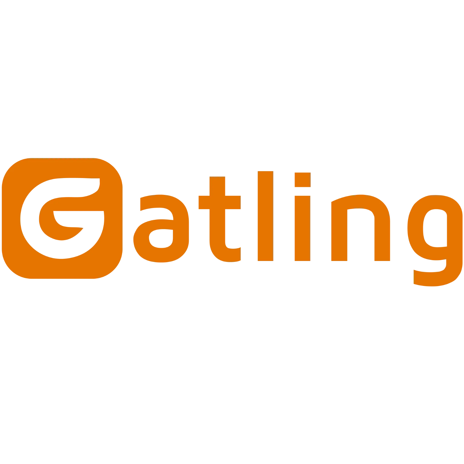 Orange Gatling Logo and Wordmark on Black Background Free PNG