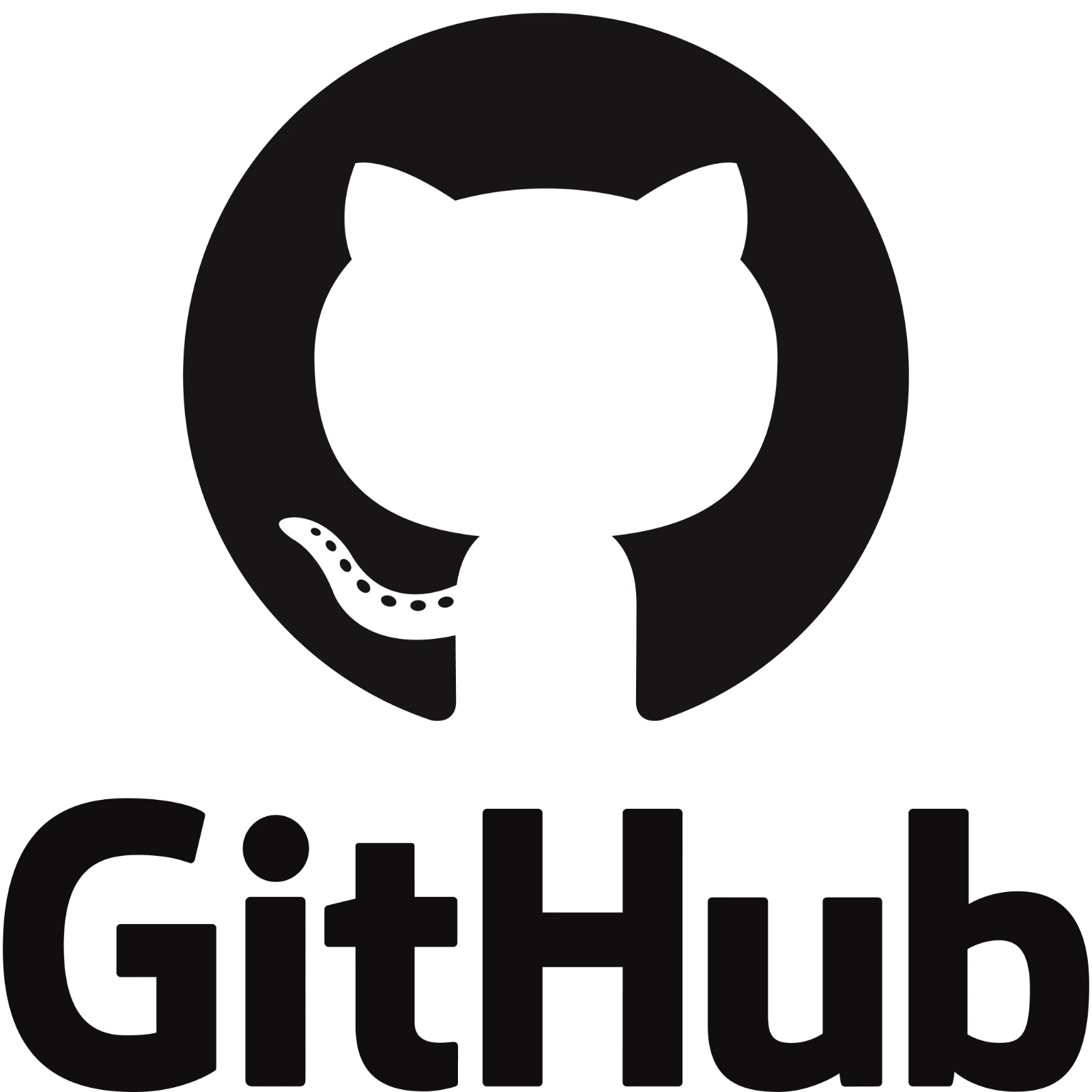 Dark GitHub Octocat Emblem and Wordmark Free PNG