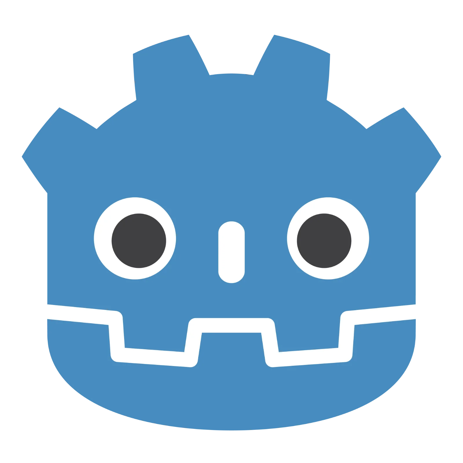 Blue Cartoon Monster Face with Angular Grin Free PNG
