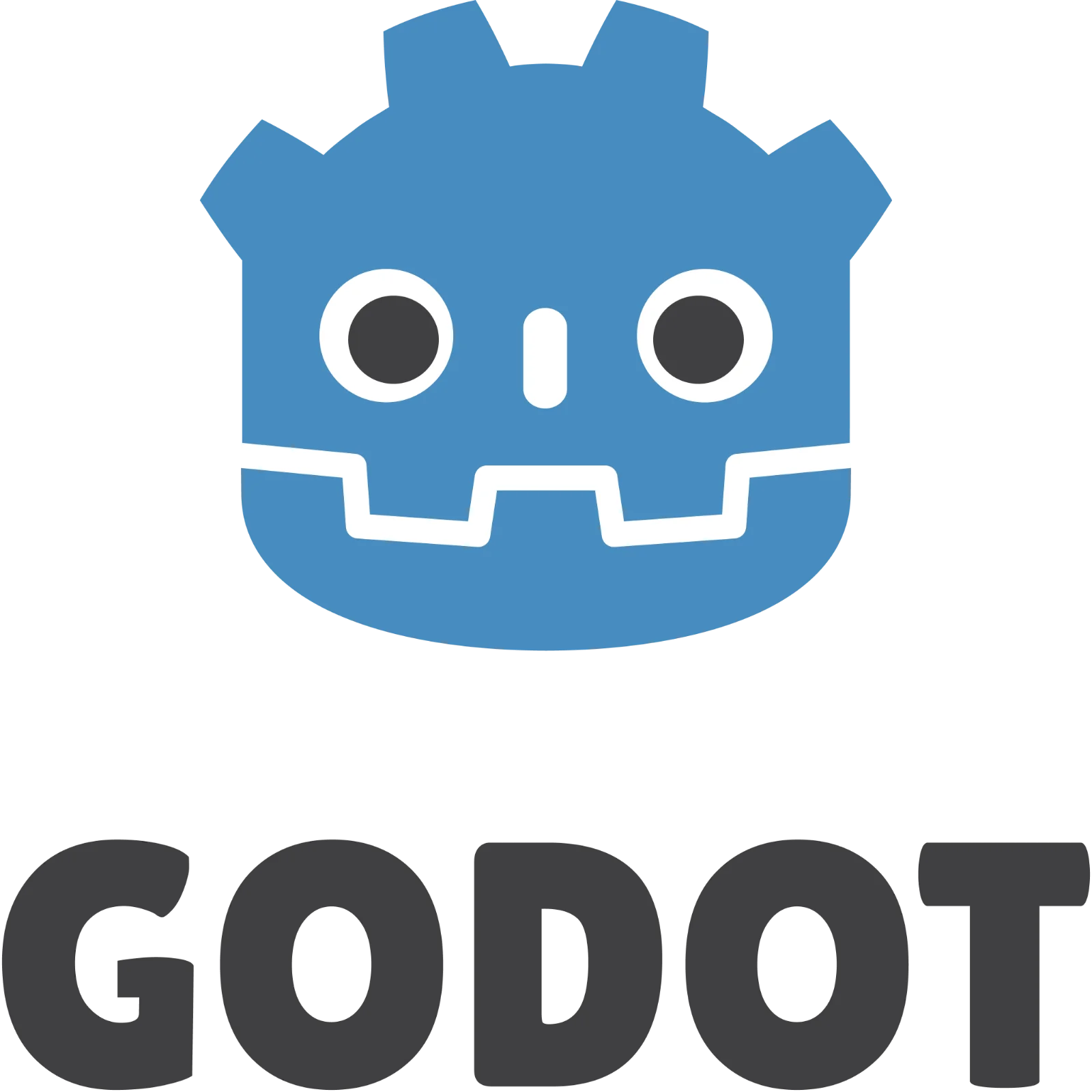 Blue Godot Mascot Logo and Wordmark Free PNG