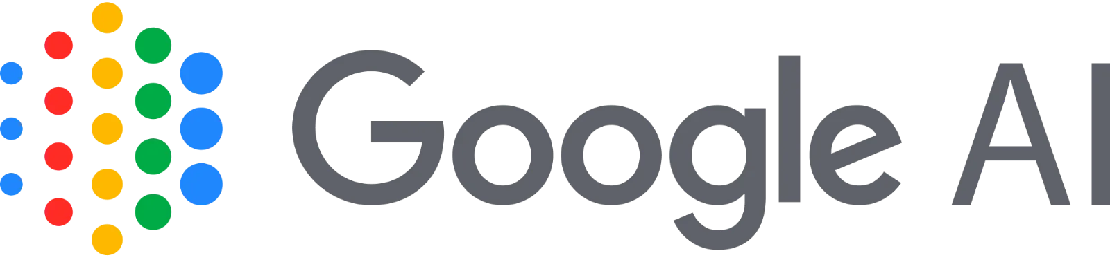 Google AI Wordmark with Colorful Dots on Black Background Free PNG