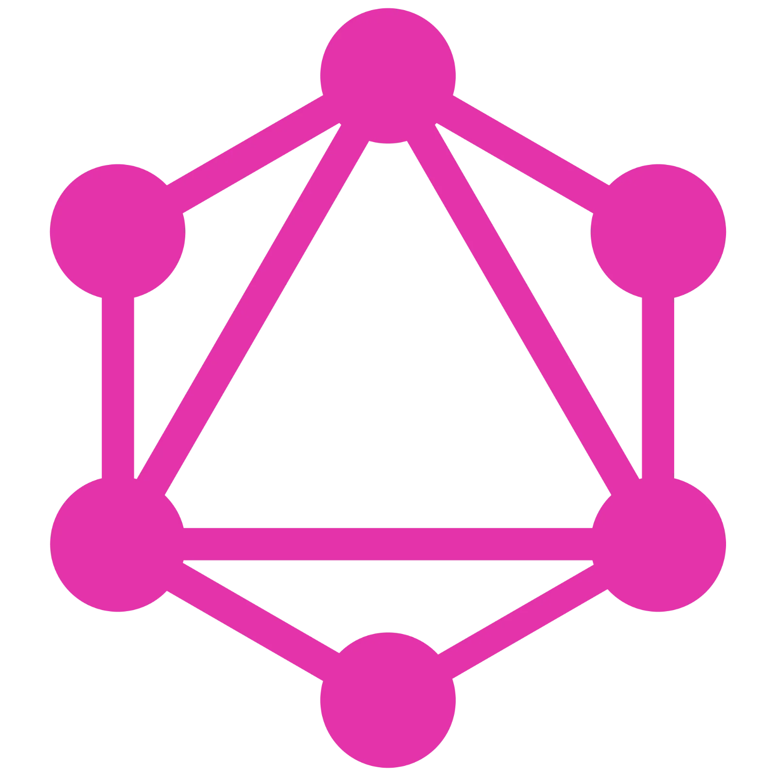 Magenta Six-Node Network Icon Free PNG