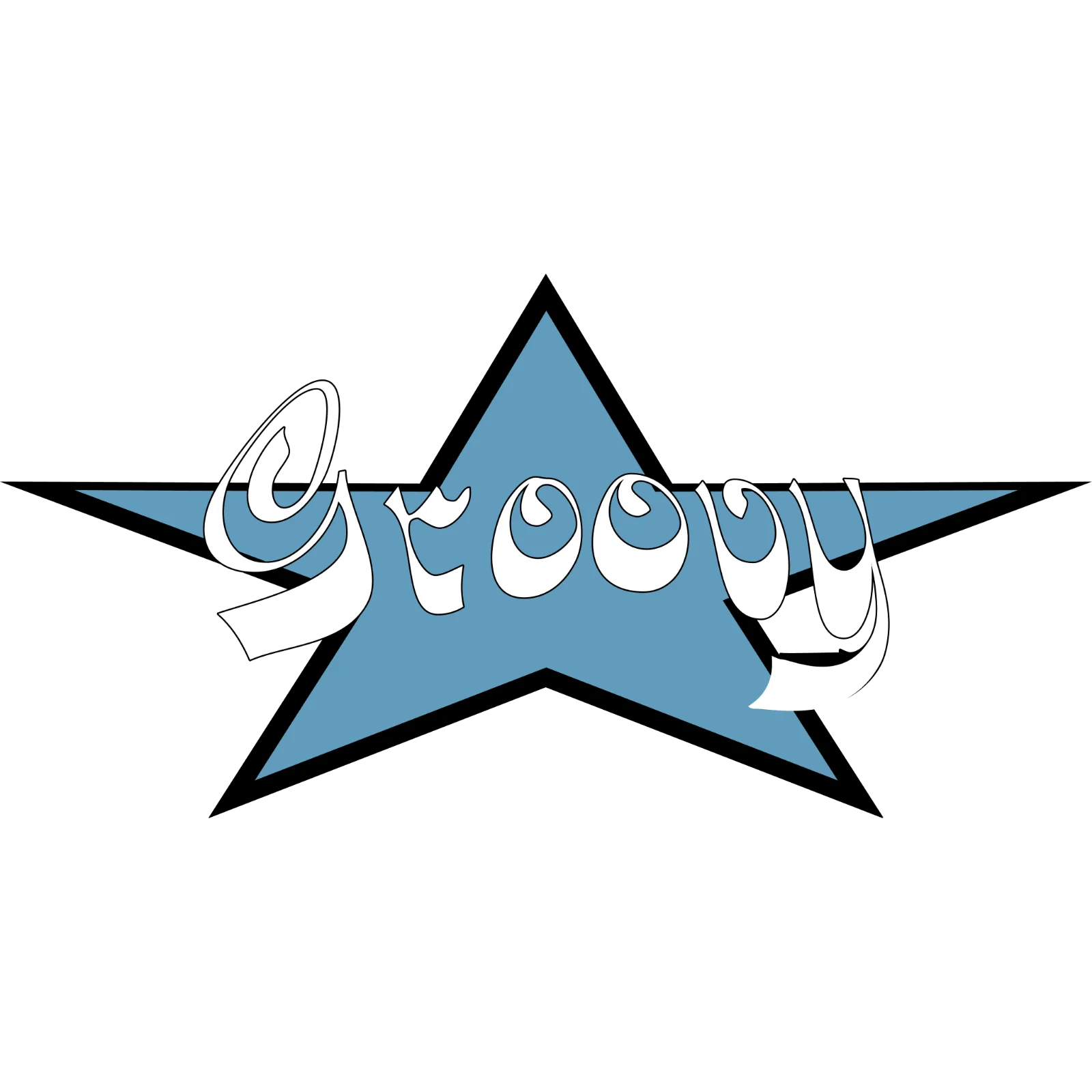 Groovy Retro Lettering on a Blue Star Free PNG