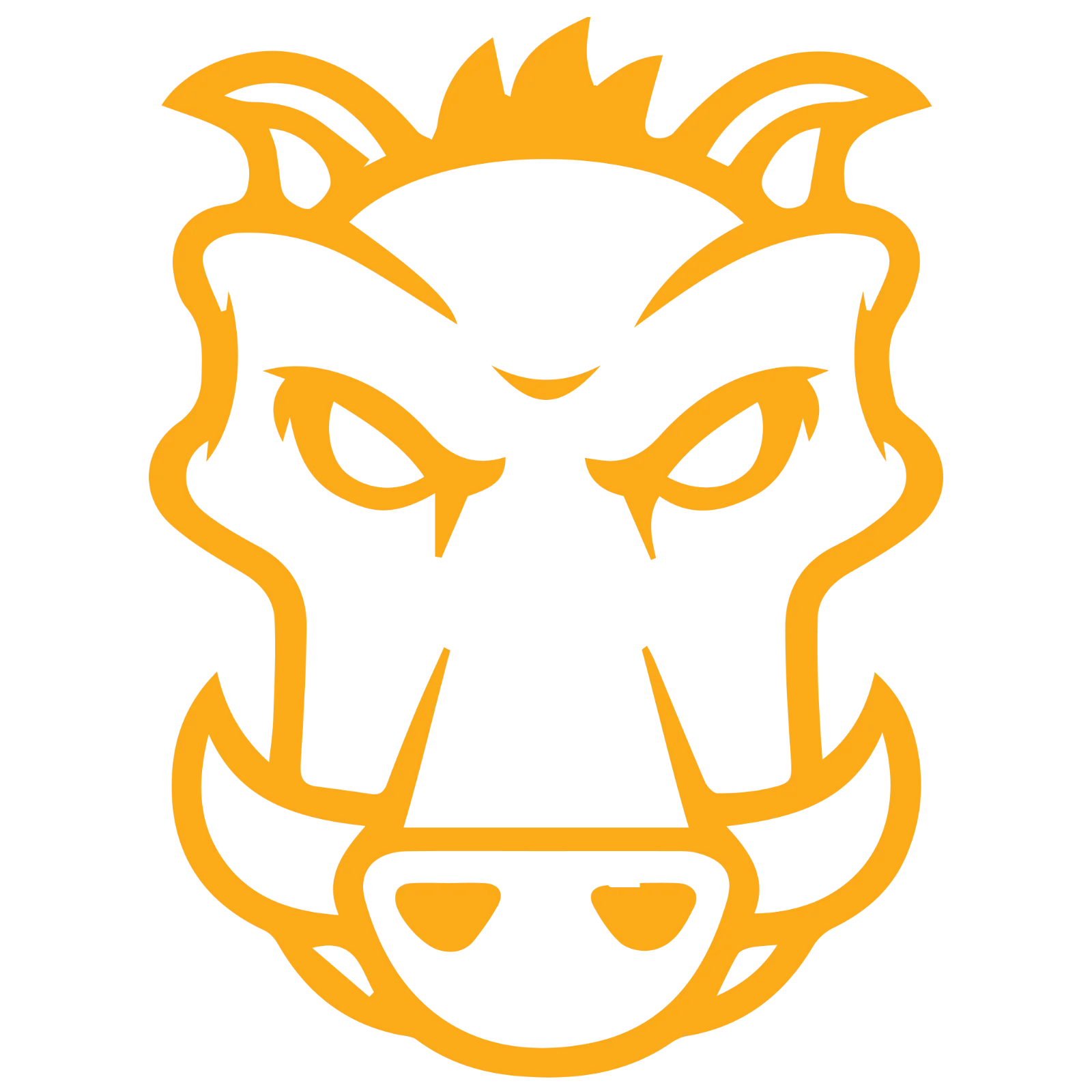 Orange Bull Head Mascot Line Art Free PNG