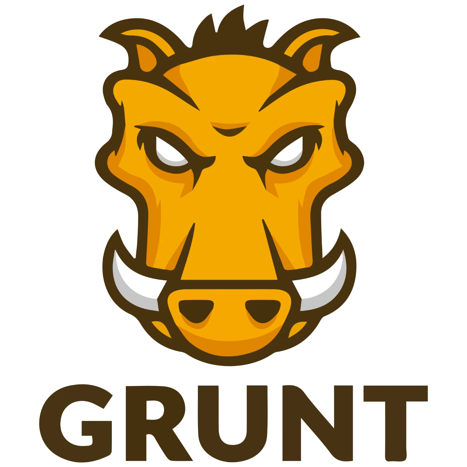 Fierce Orange Boar Mascot with GRUNT Text Free PNG