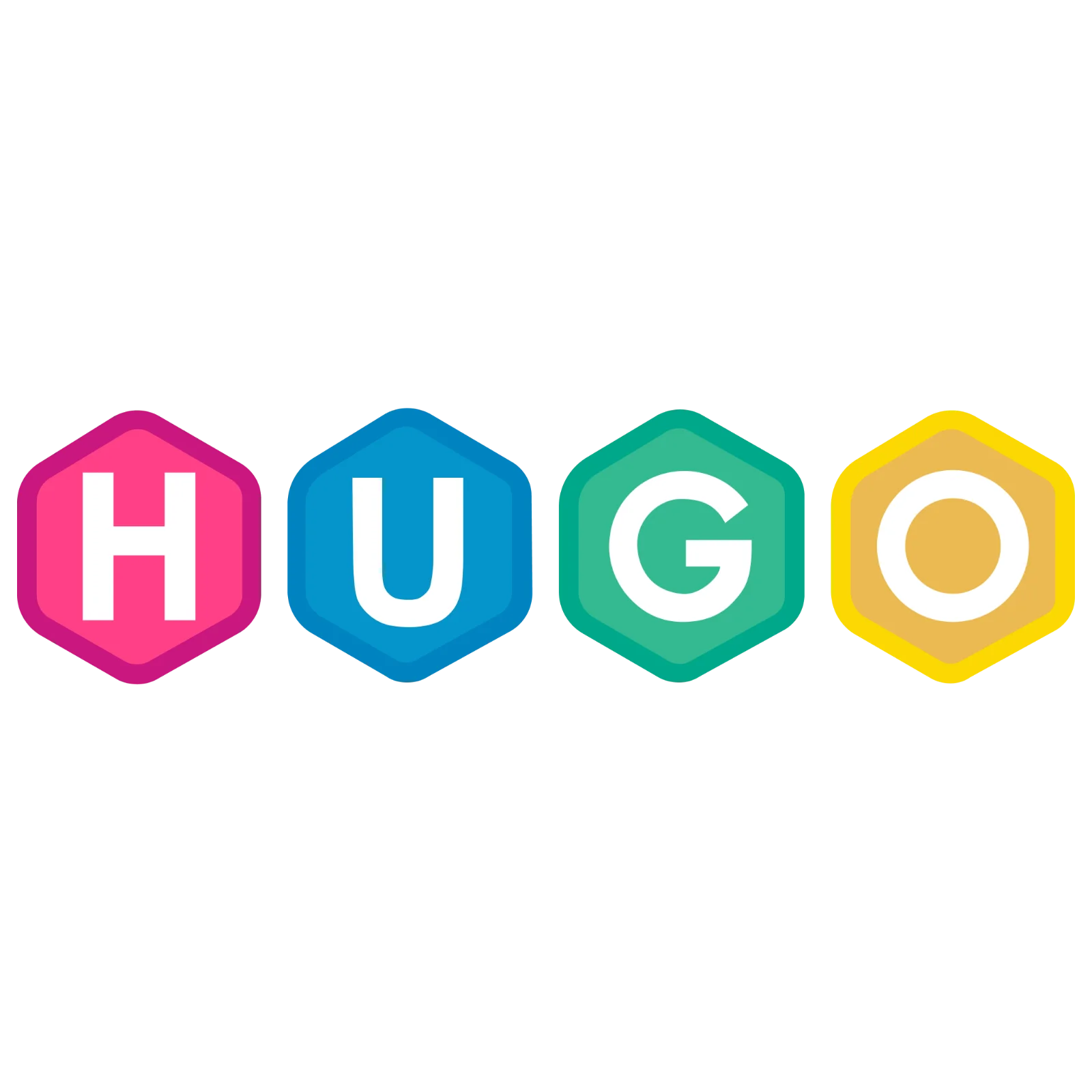 HUGO Letters in Colorful Hexagon Badges Free PNG