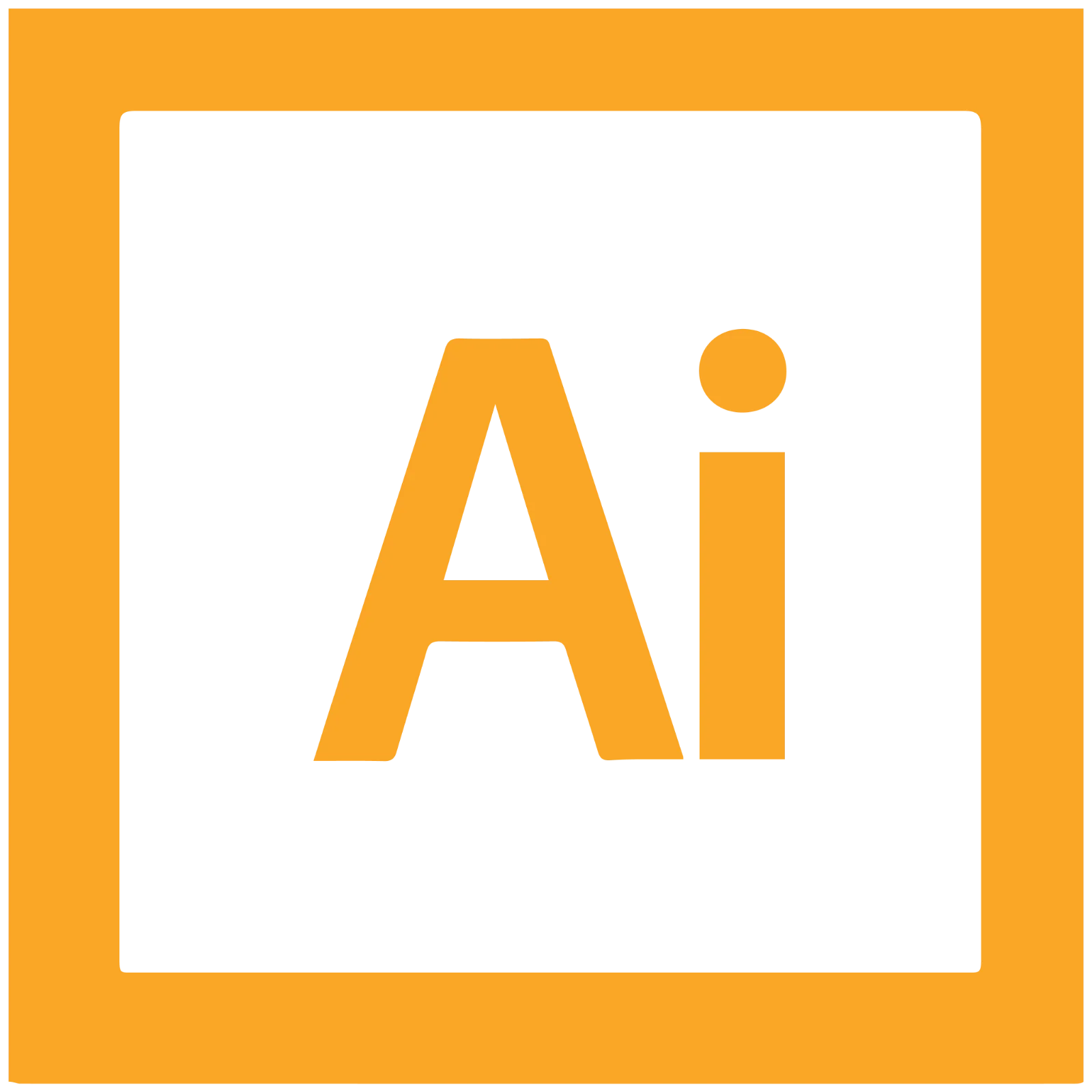 Orange AI Lettering in a Framed Square Icon Free PNG