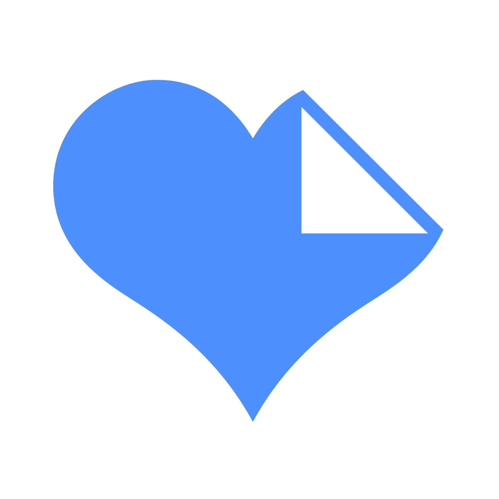 Blue Heart Icon with Triangular Cutout Free PNG