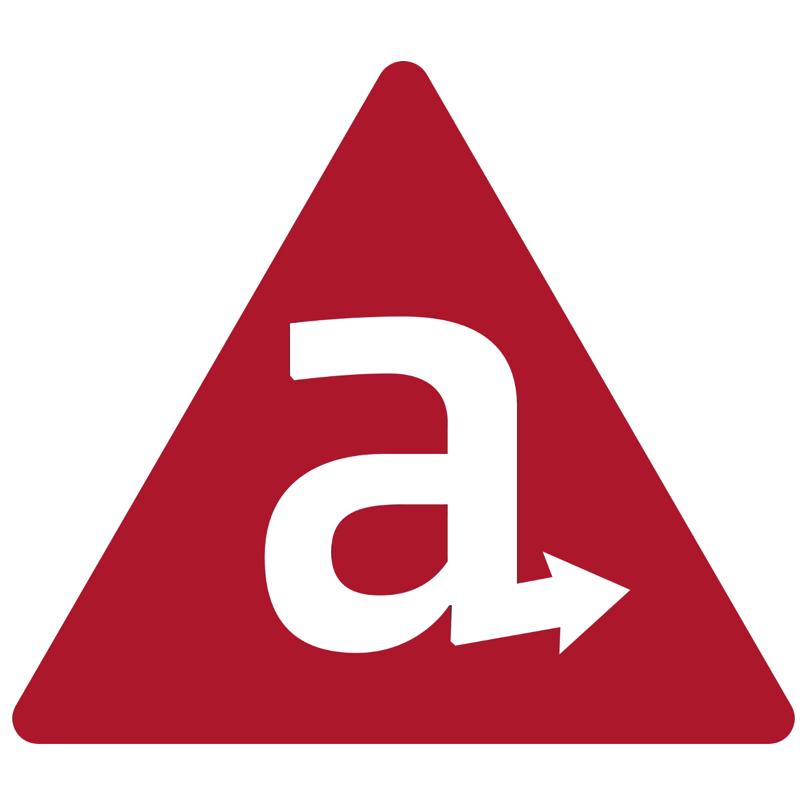 Red Triangle with Stylized Letter and Arrow Free PNG