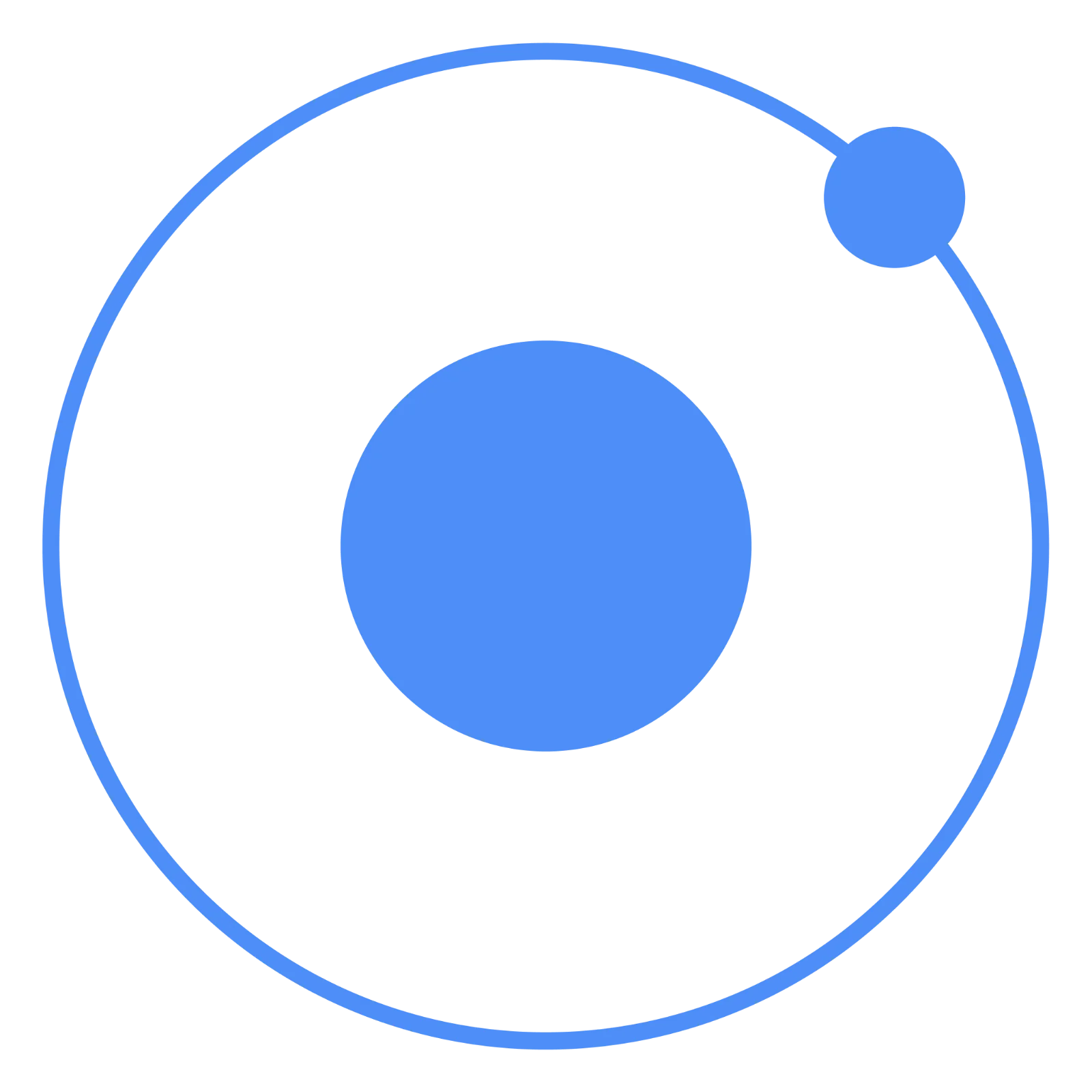 Blue Atom Icon with Orbit and Electron Free PNG