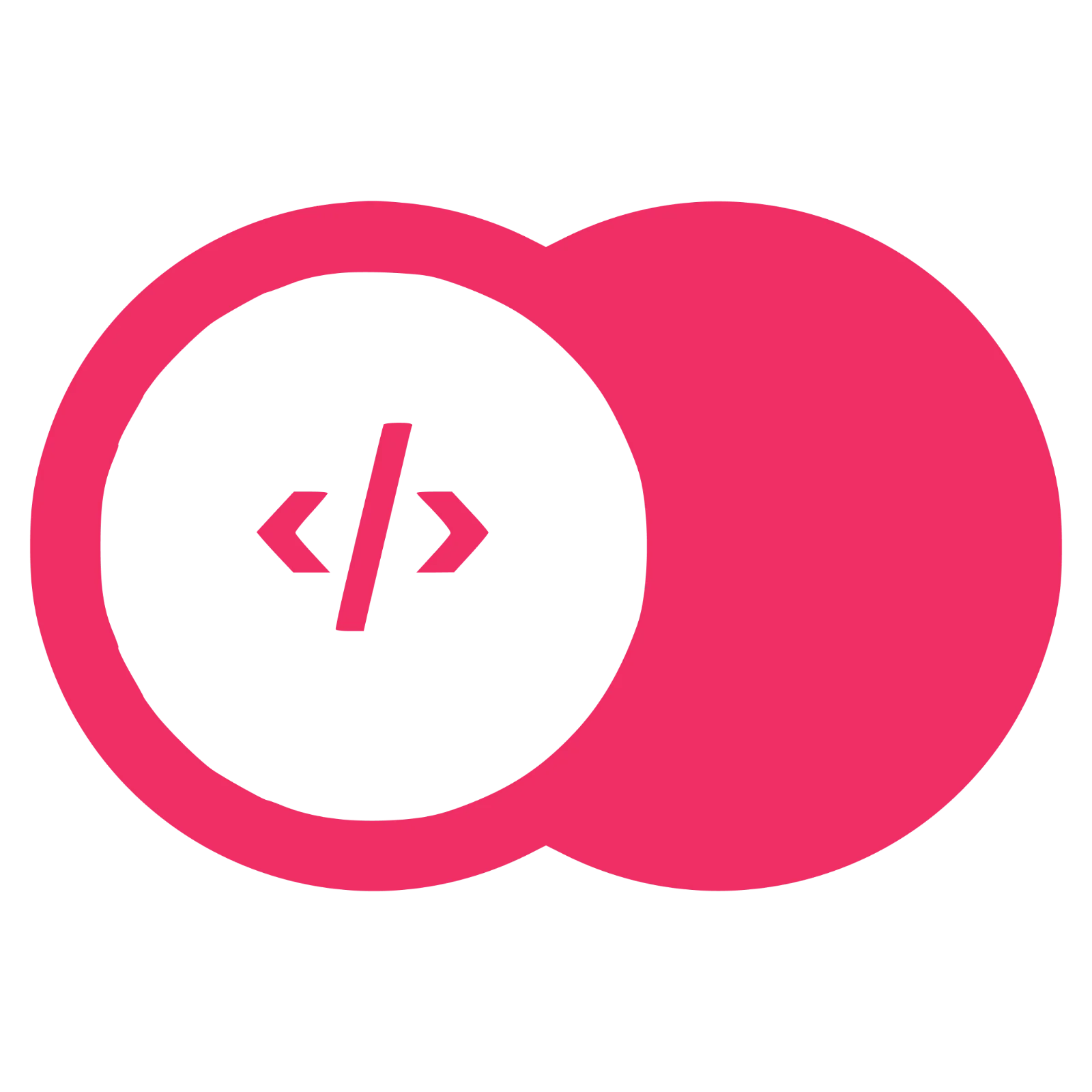 Pink Coding Symbol in a Connected Circle Icon Free PNG
