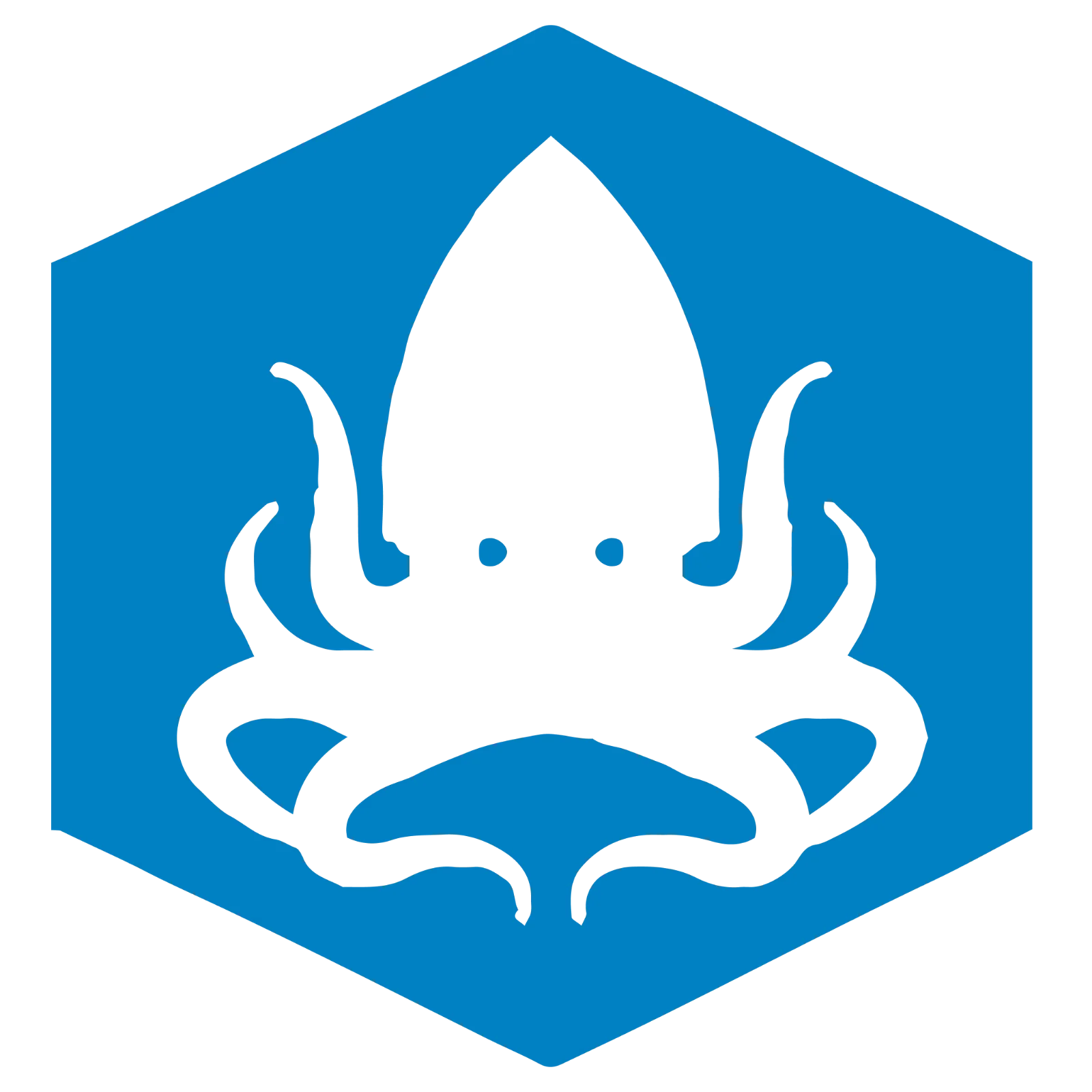 Black Octopus Icon in a Blue Hexagon | Free PNG