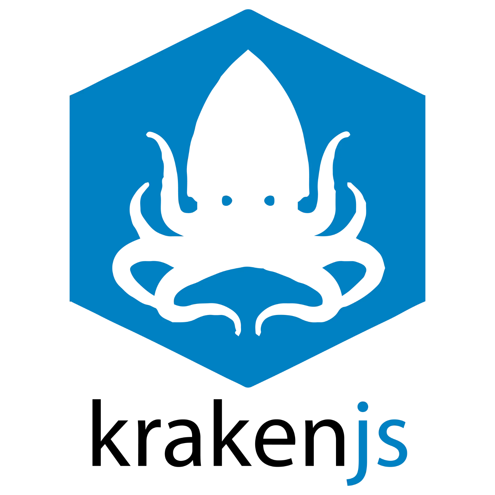 Blue Hexagon Octopus Emblem with JS Lettering Free PNG