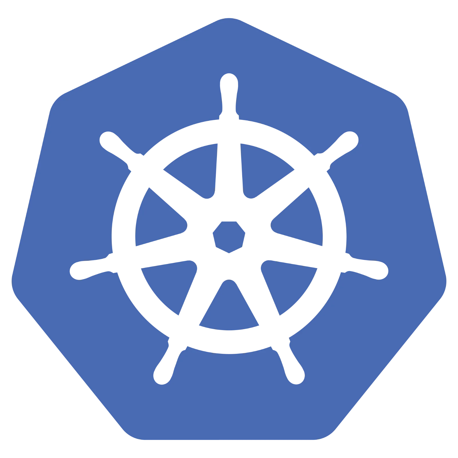Blue Hexagonal Badge with Ship Wheel Free PNG