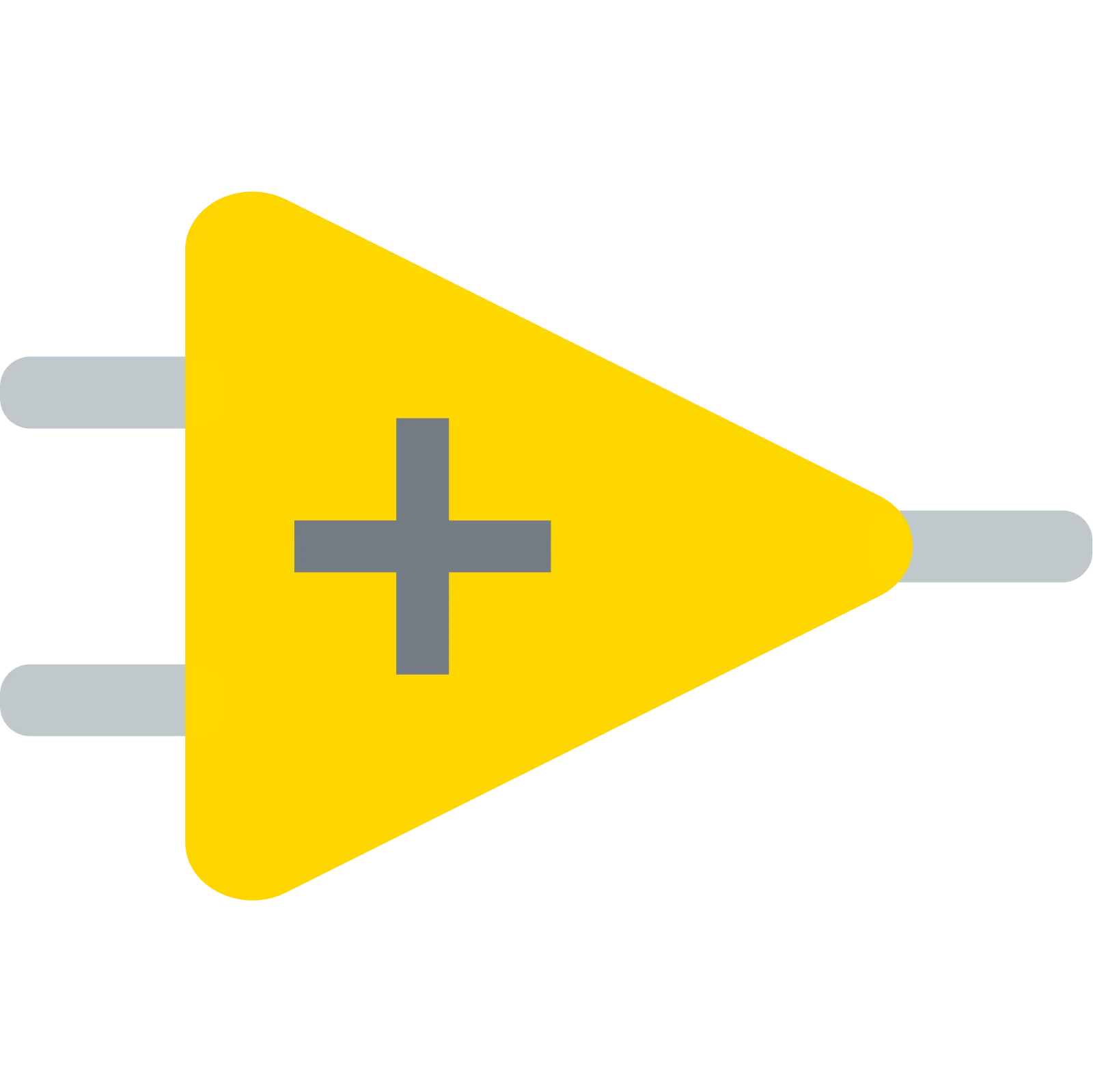 Yellow Play Button with Plus Sign Free PNG