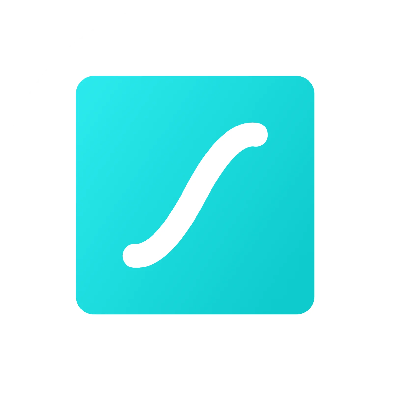 White Curved Mark on Teal Rounded Square Free PNG