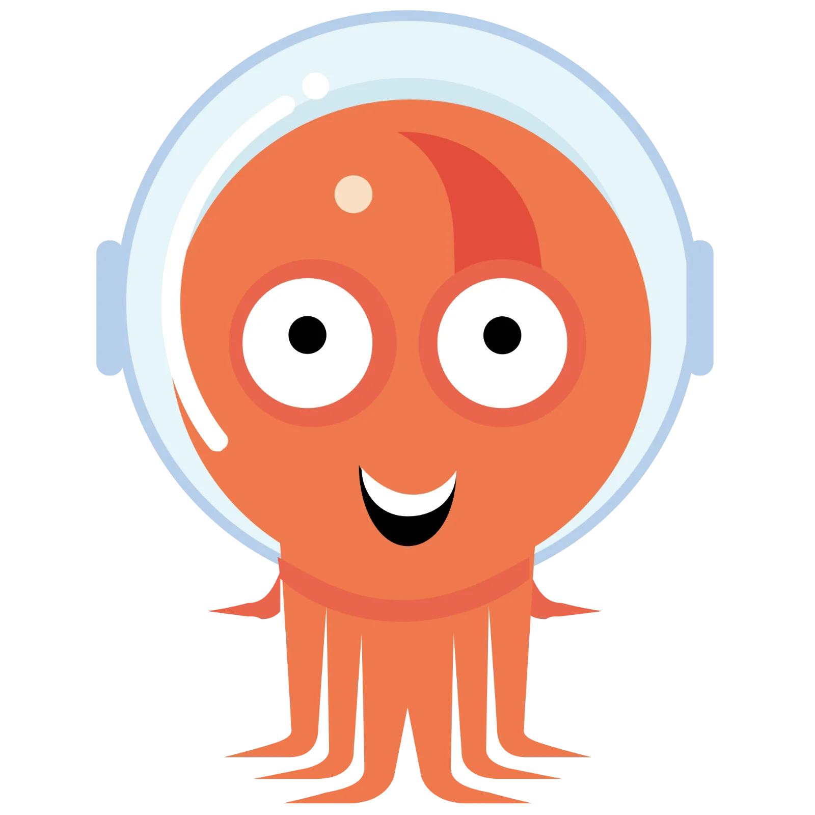Cheerful Orange Space Octopus Free PNG