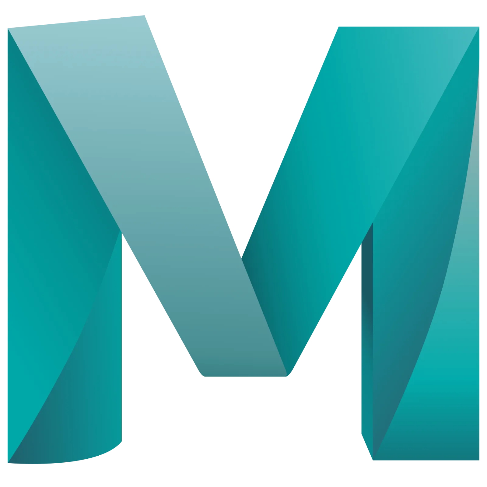Teal 3D Letter M Free PNG