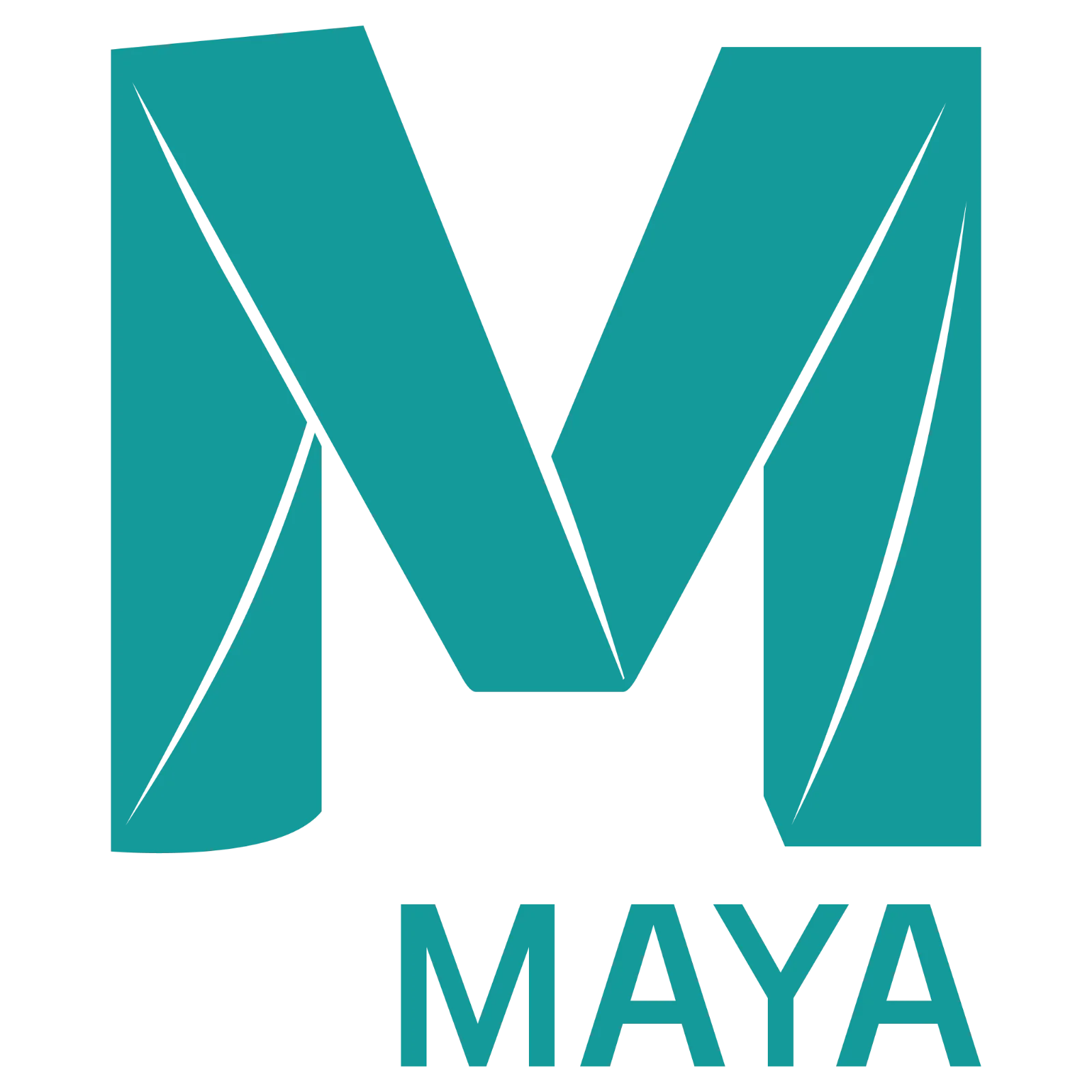 Teal Geometric M Monogram and MAYA Wordmark Free PNG