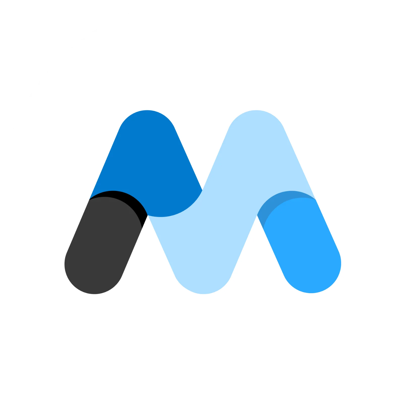Abstract Blue M-Shaped Emblem Free PNG