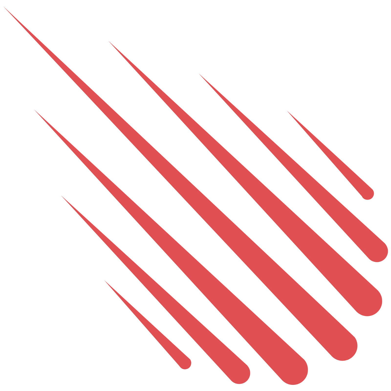 Free PNG of Coral Red Diagonal Tapered Brush Strokes