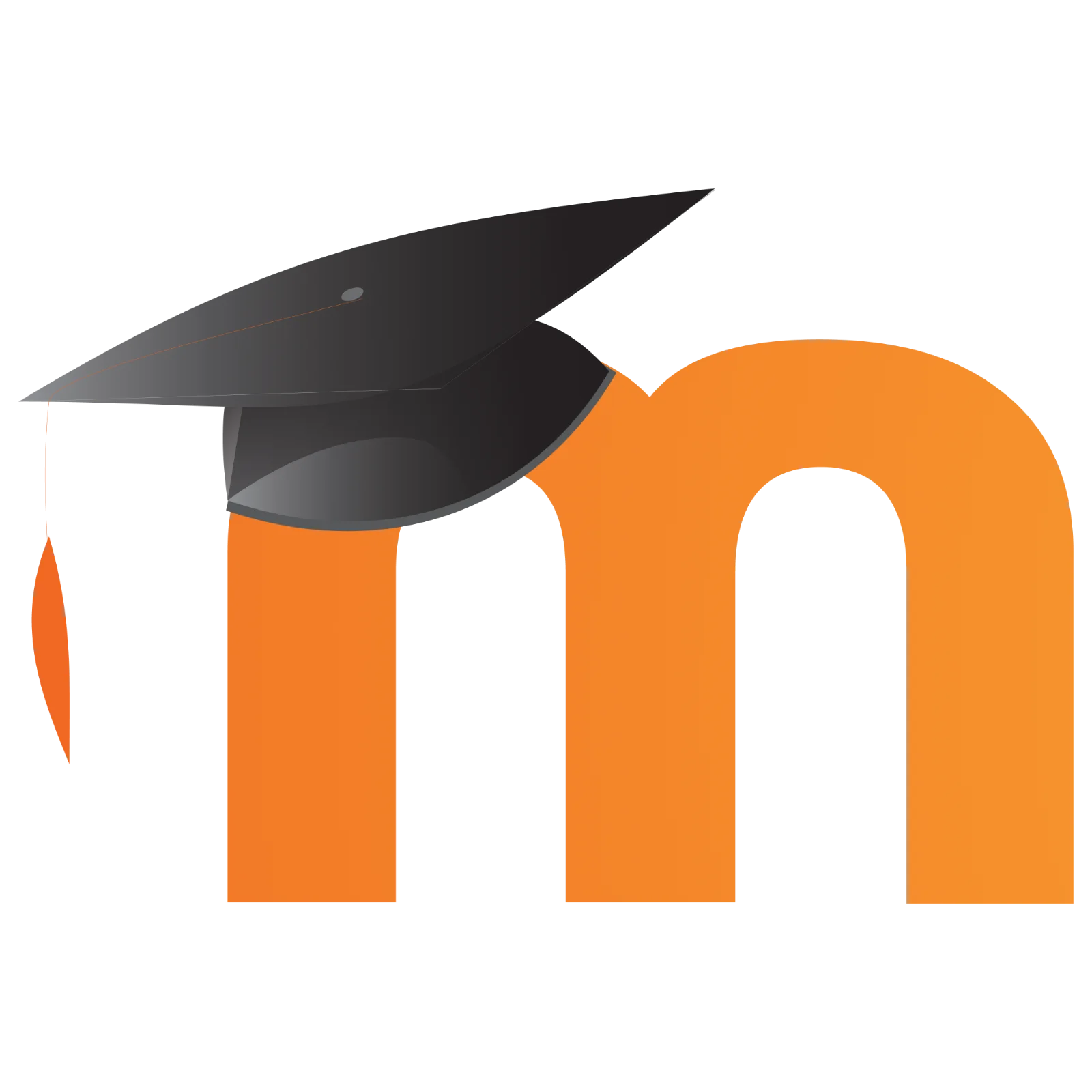 Orange Lowercase M with Graduation Cap Free PNG