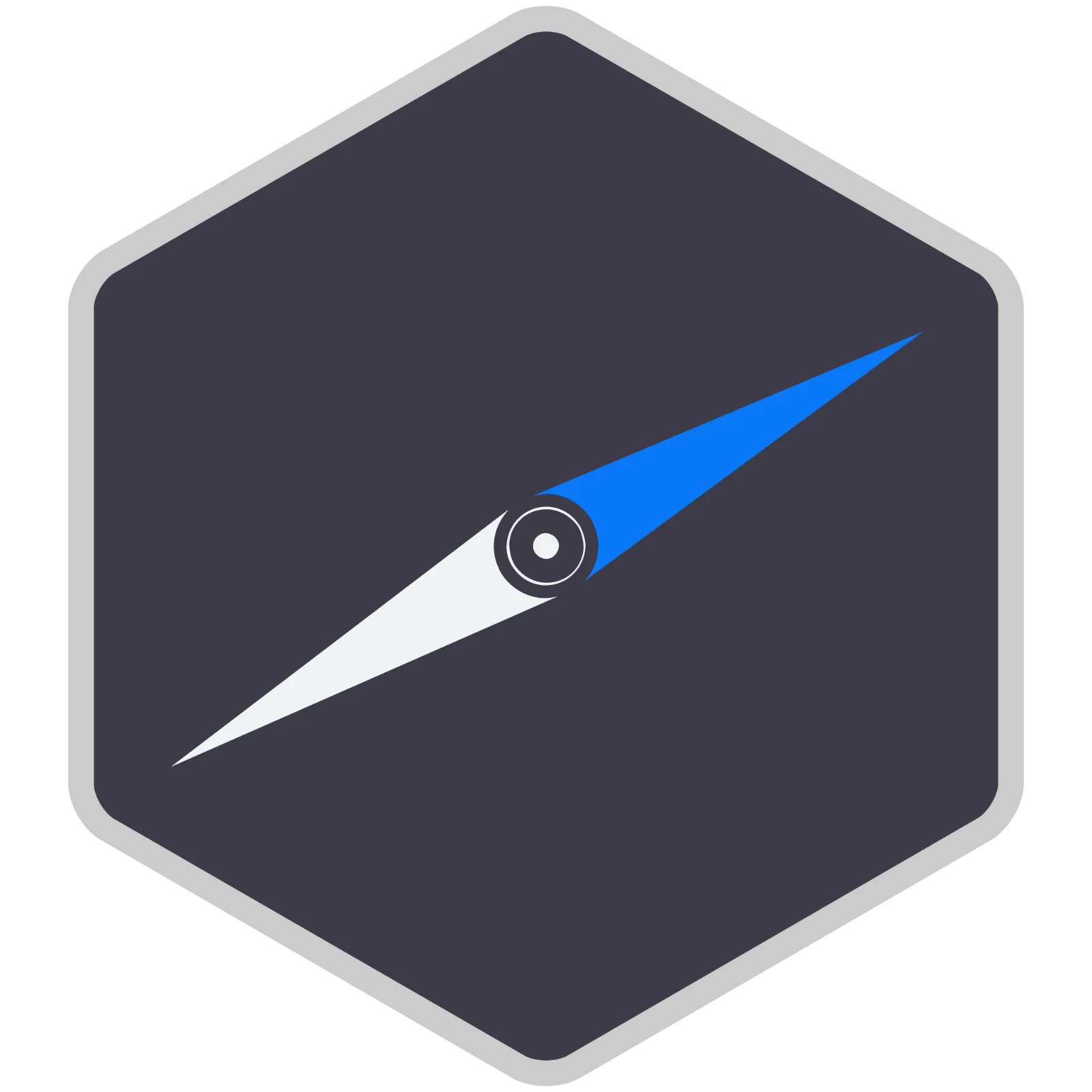 Blue and White Compass Needle in Hexagonal Badge Free PNG