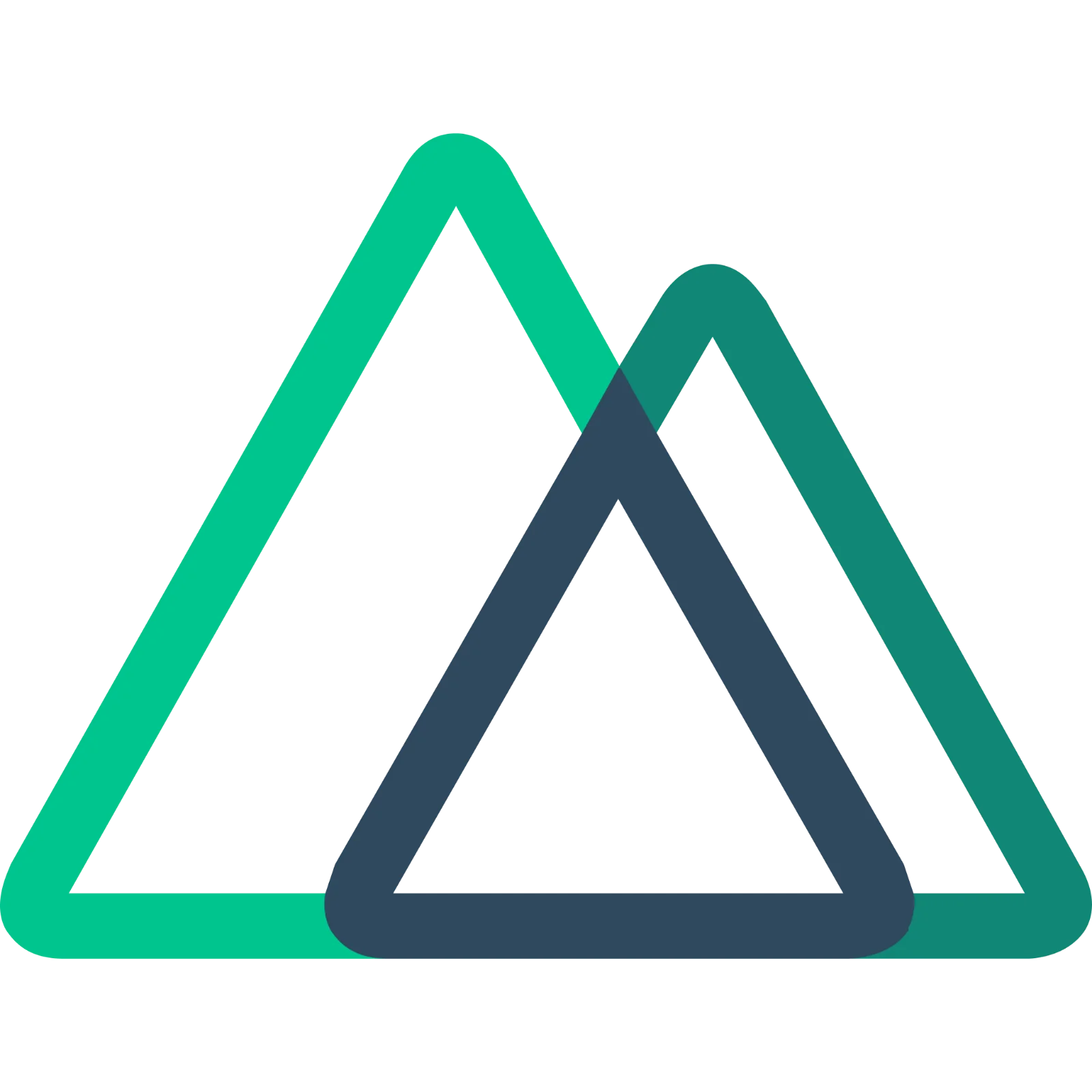 Overlapping Teal and Blue Triangle Outlines Free PNG