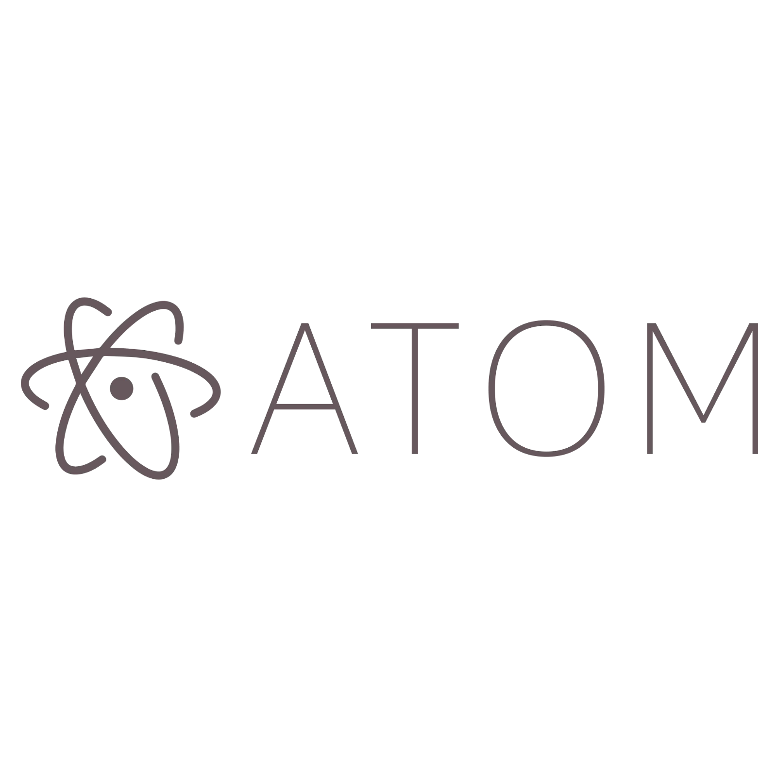 Gray Atom Symbol and ATOM Text Free PNG