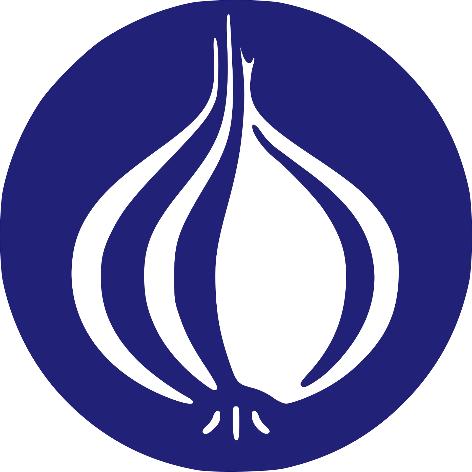 White Onion Silhouette in a Blue Circle Free PNG