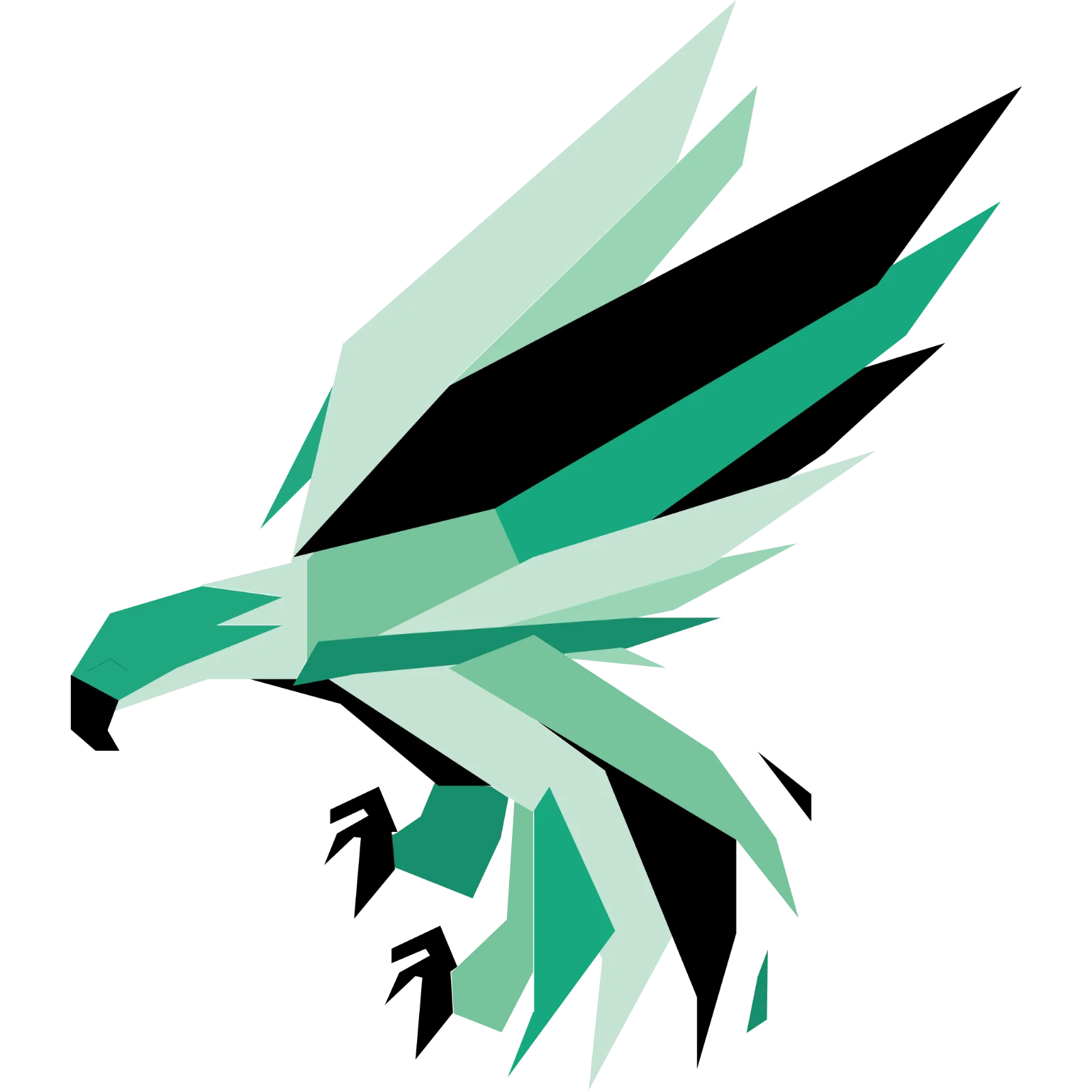 Green Low-Poly Bird in Flight Free PNG