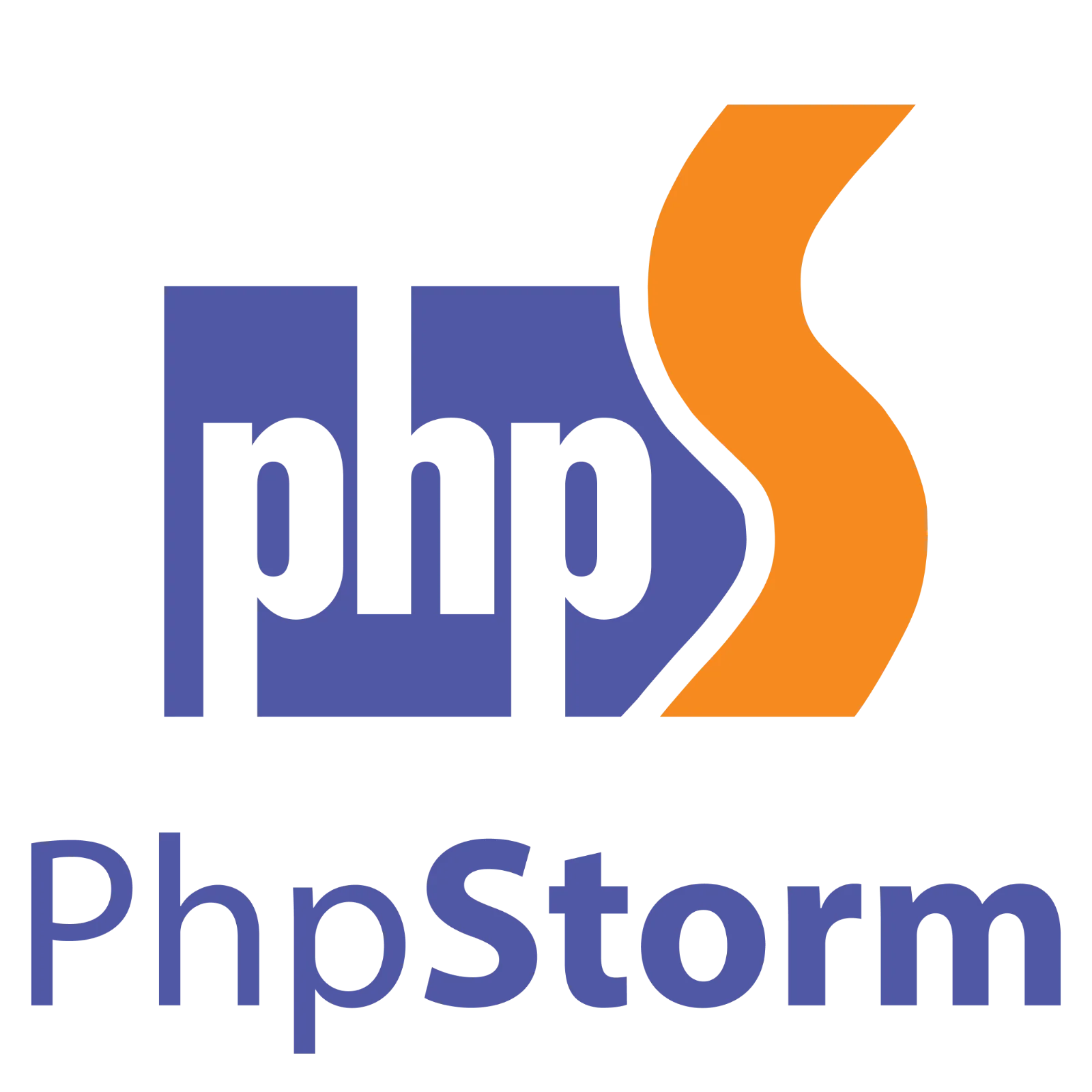 PhStorm Wordmark with Blue Letters and Orange Curve – Free PNG
