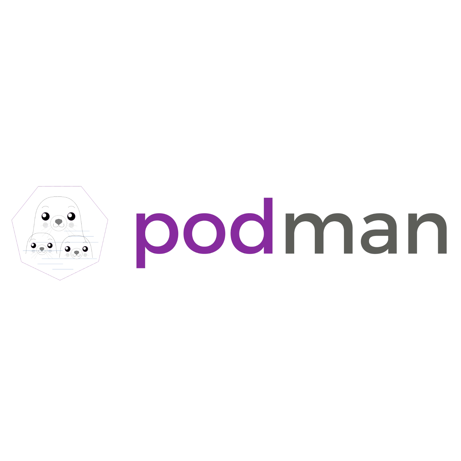 Podman Wordmark and Three-Dog Emblem Free PNG