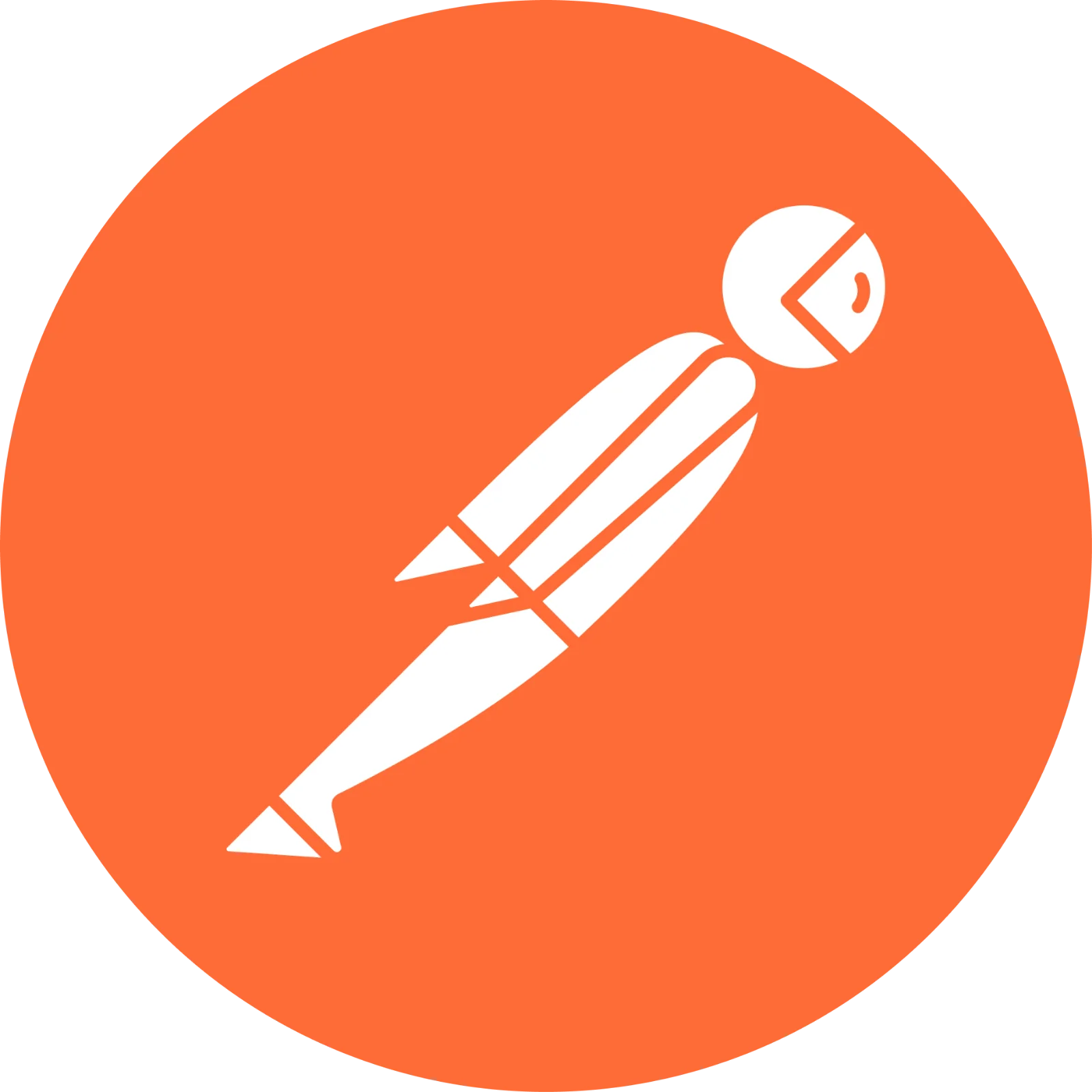 Smiling Running Figure in Orange Circle Free PNG