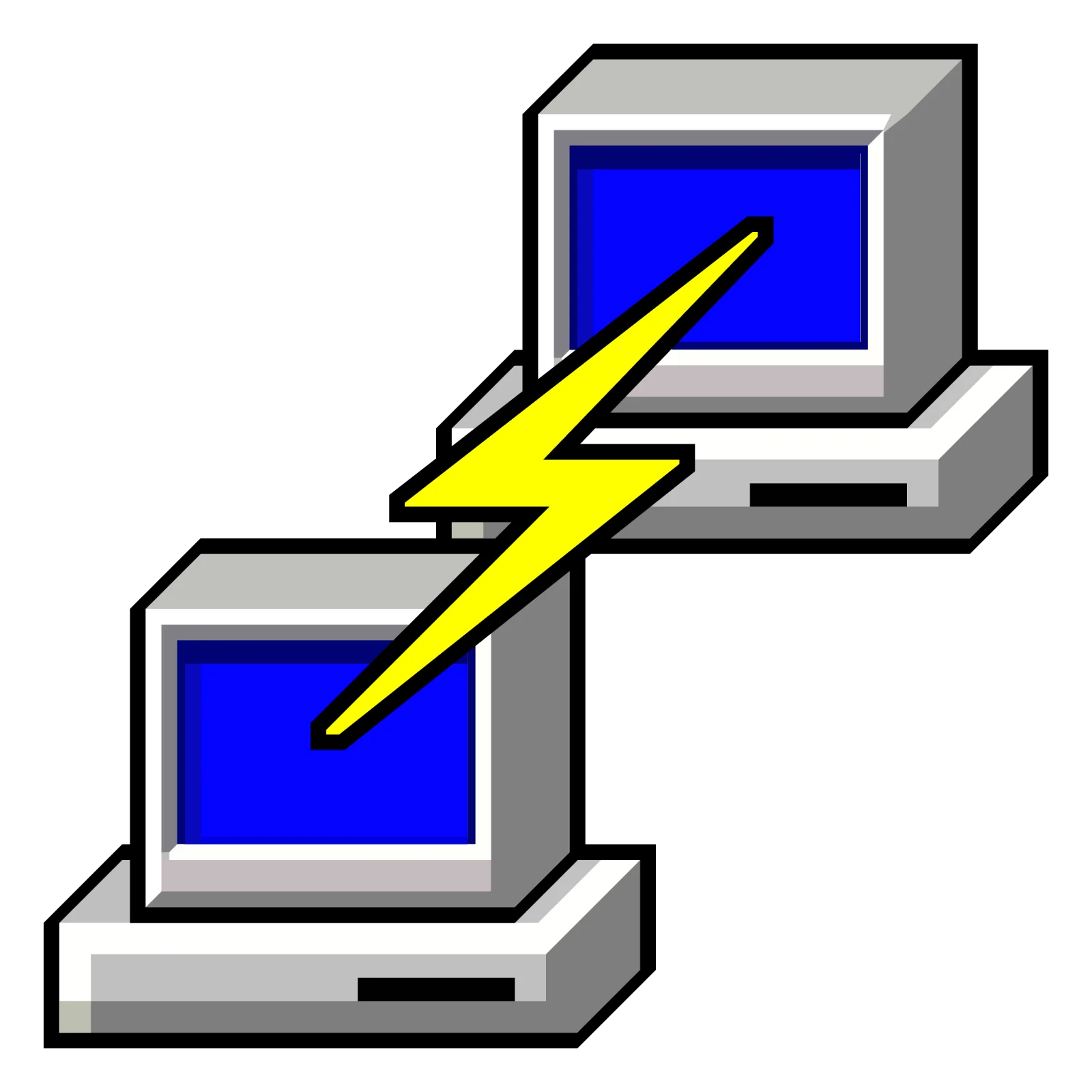 Retro Computers Linked by a Lightning Bolt Free PNG
