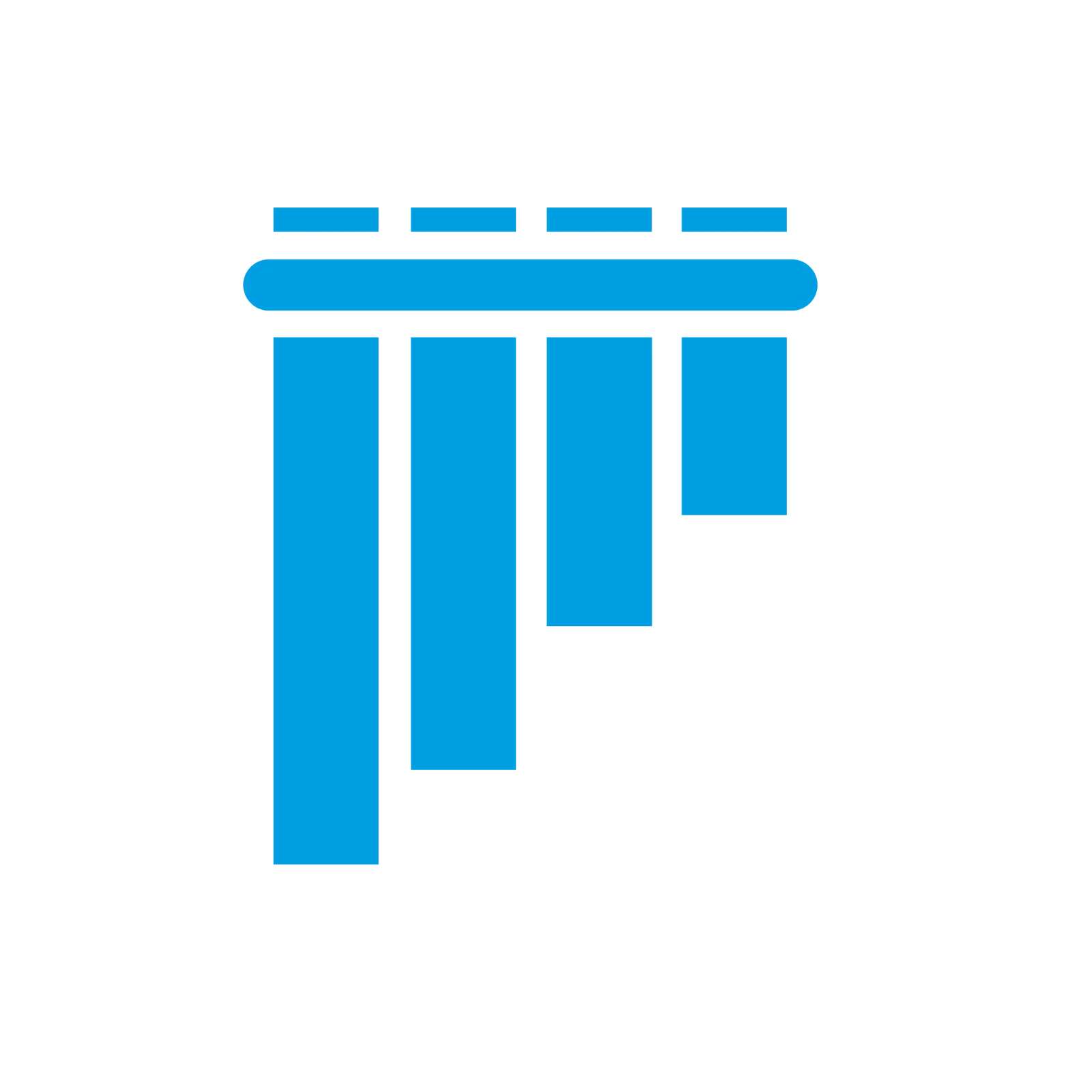 Blue Descending Bar Chart Icon Free PNG