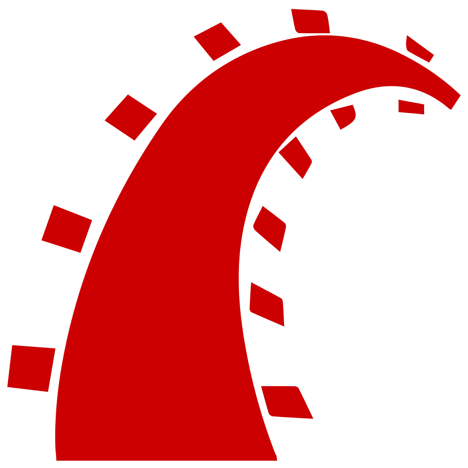 Red Sweeping Abstract Arc with Geometric Fragments | Free PNG