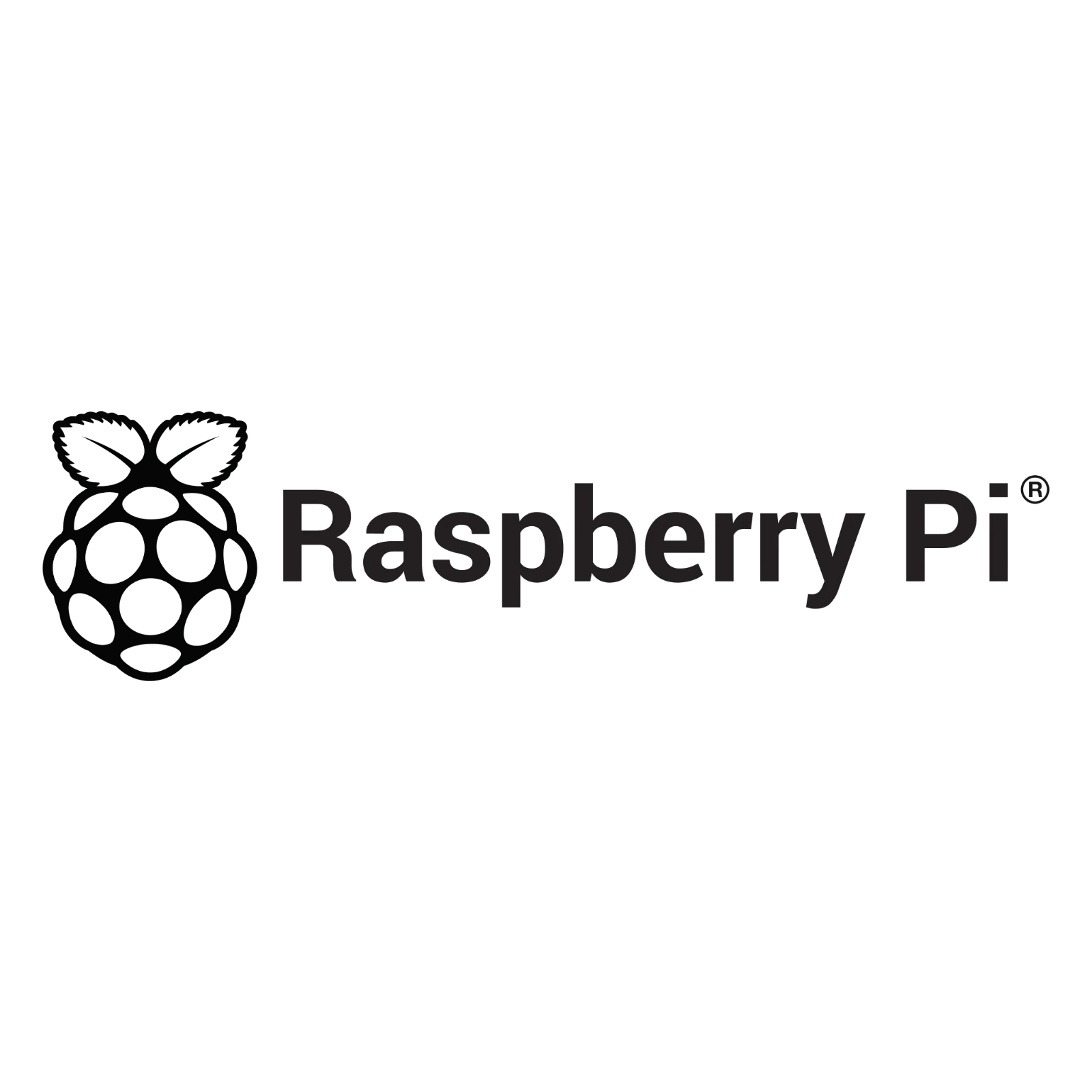 Raspberry Pi Logo and Wordmark on Black Background Free PNG