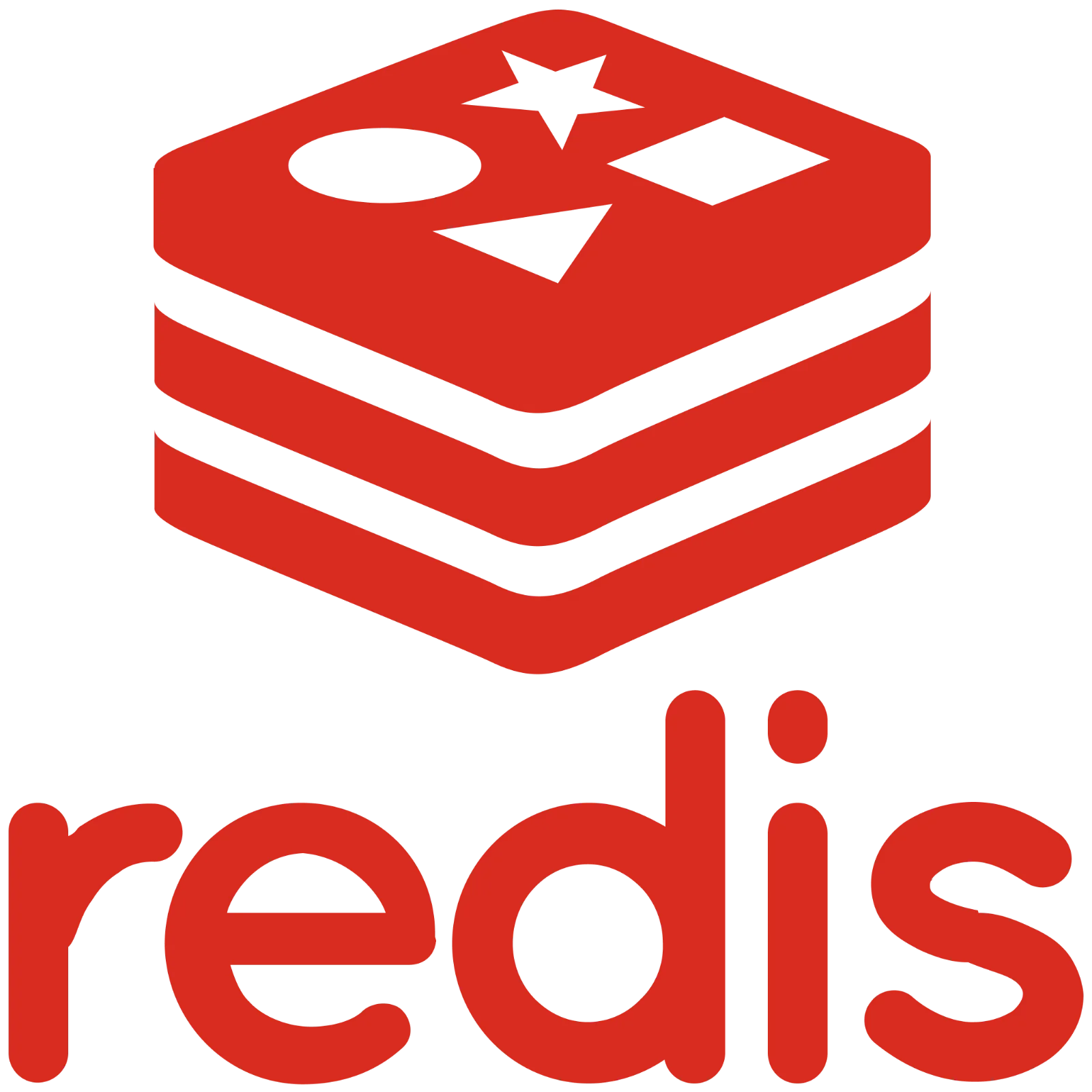 Redis Wordmark and Layered Stack Symbol Free PNG