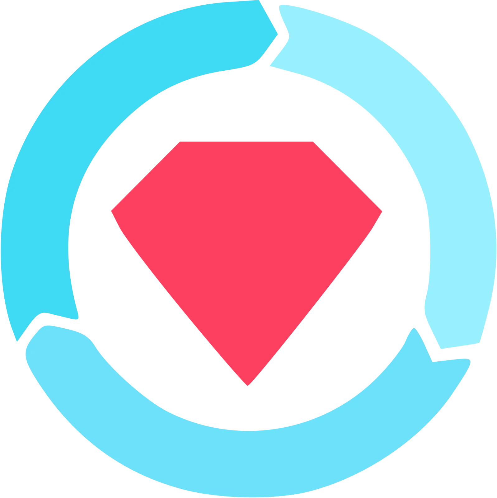 Coral Inverted Pentagon in a Segmented Cyan Ring Free PNG