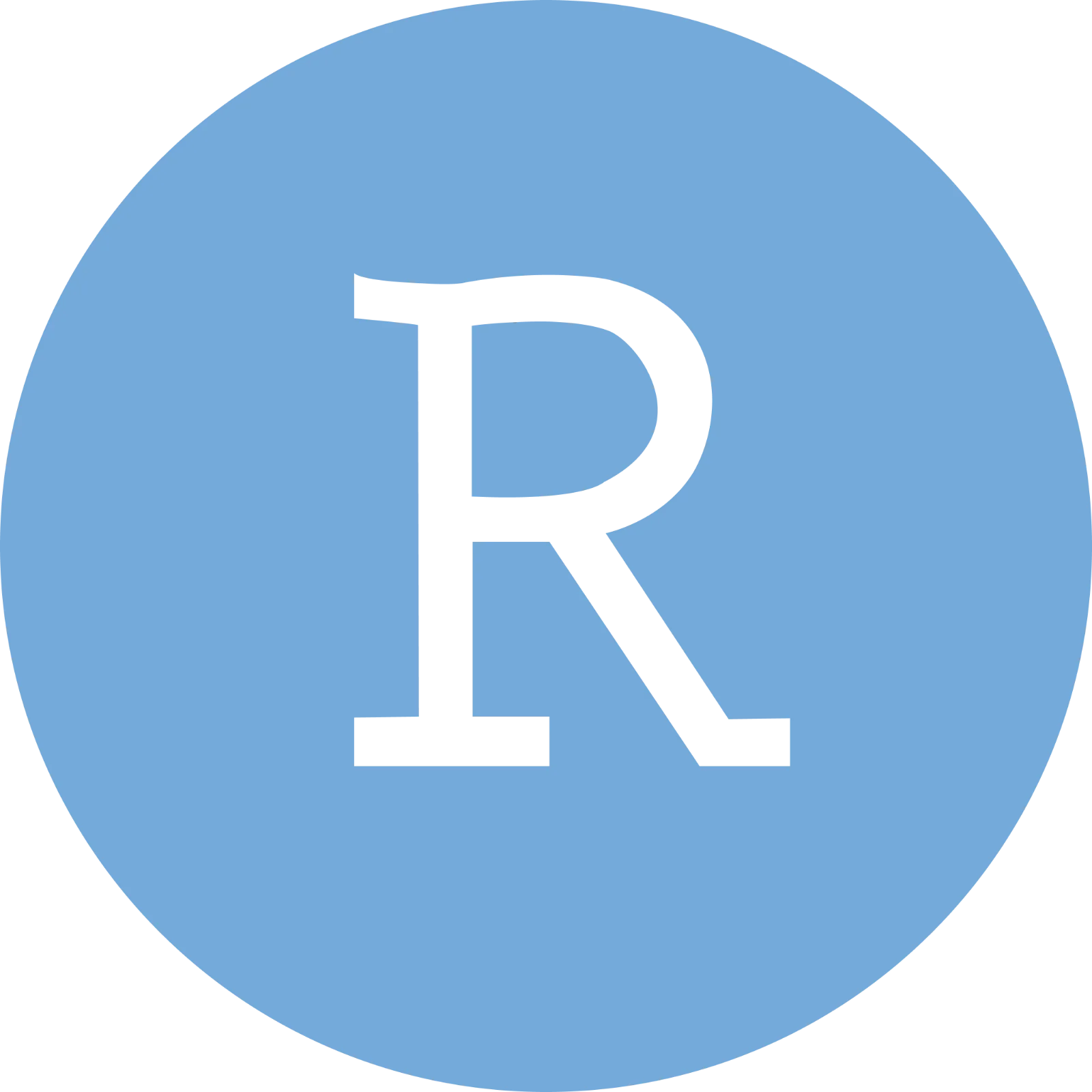 Black Serif Letter R in a Pale Blue Circle Free PNG