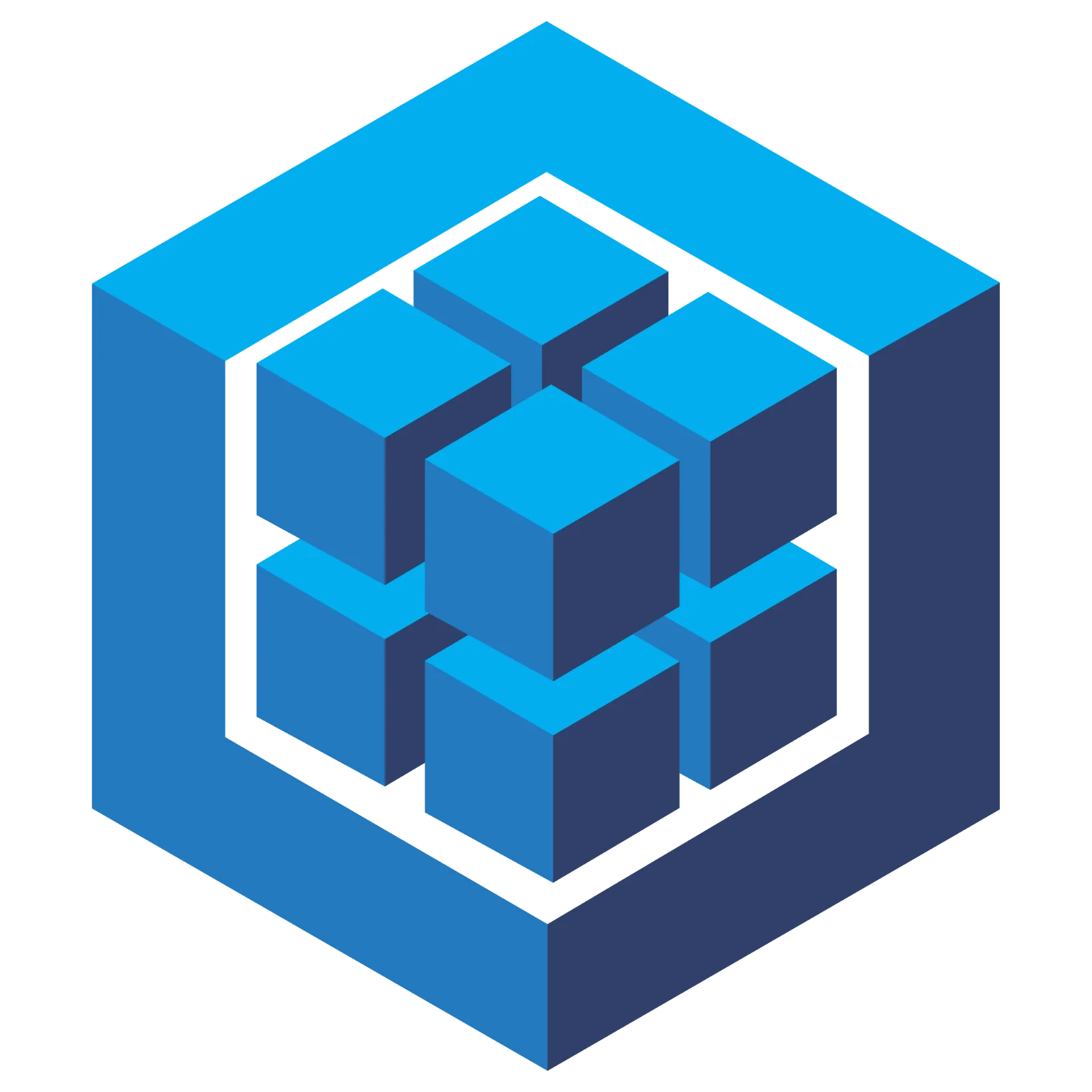 Blue Isometric Cubes in a Square Frame Free PNG